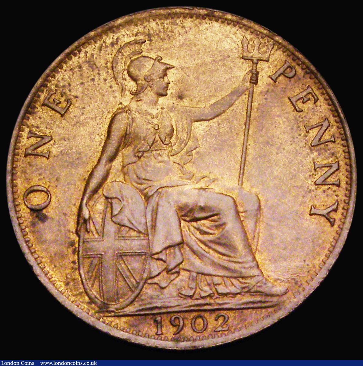London Coins : A193 : Lot 1637 : Penny 1902 Low Tide Freeman 156 dies 1+A Unc with some uneven toning over a good amount of underlyin...