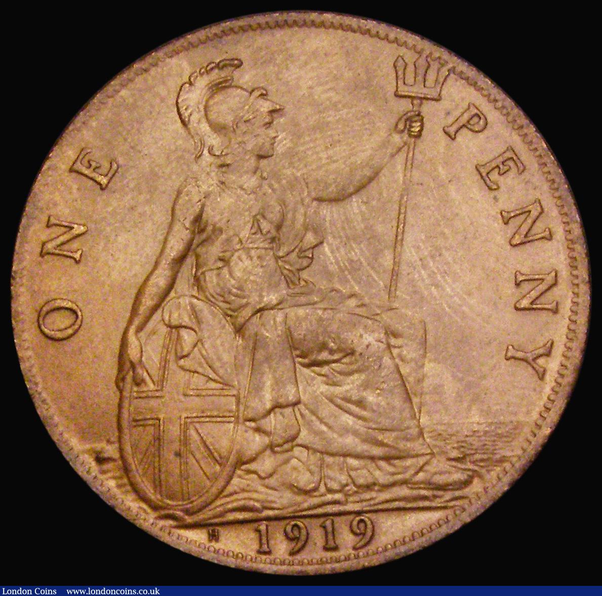 London Coins : A193 : Lot 1650 : Penny 1919 H. Dies 2+B Freeman 186 EF and scarce in this high grade