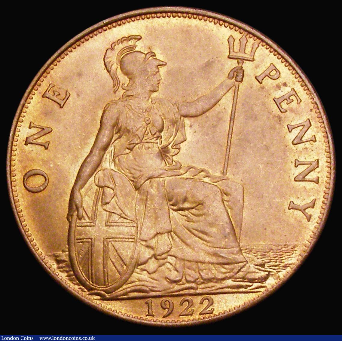 London Coins : A193 : Lot 1654 : Penny 1922 Freeman 192 dies 3+B UNC with practically full lustre and scarce as such