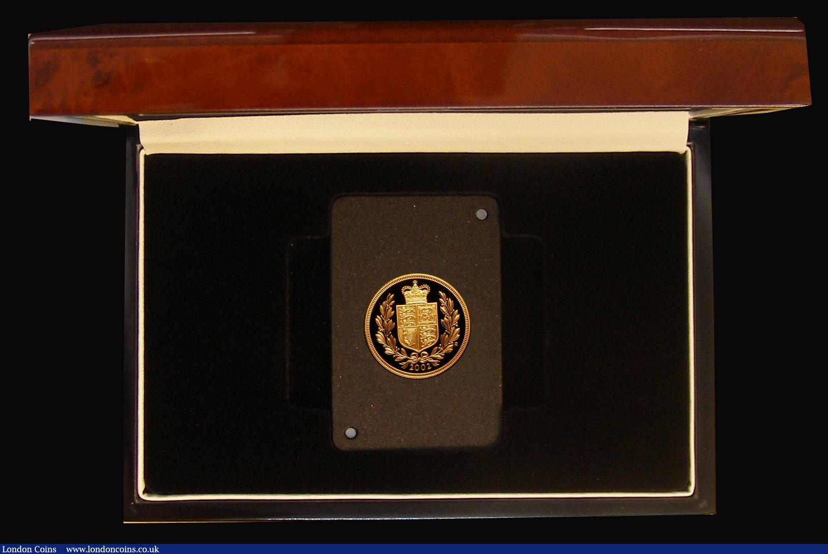 London Coins : A193 : Lot 293 : Sovereign 2002 Shield Proof S.SC5 FDC in London Mint Offices' presentation box with certificate