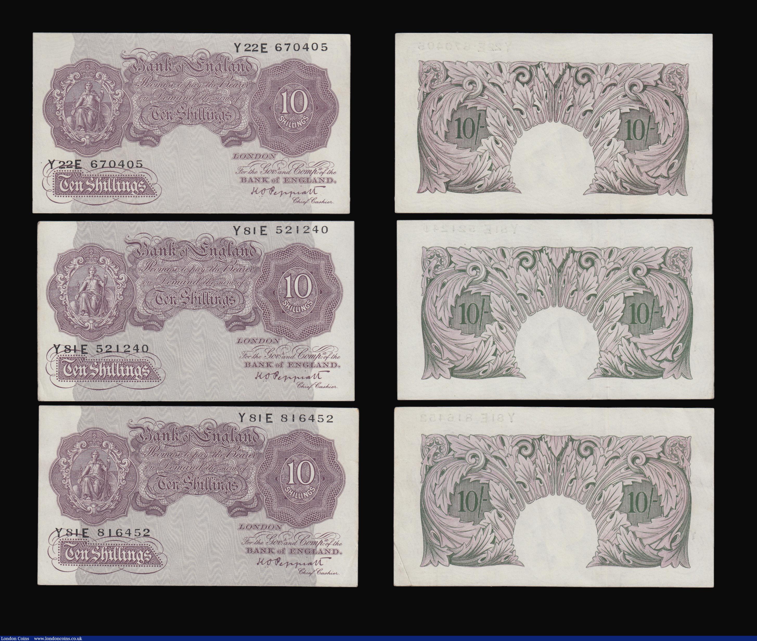 London Coins : A193 : Lot 31 : Ten Shillings Peppiatt mauve B251 issued 1940 (8) a high grade group AU some perhaps better