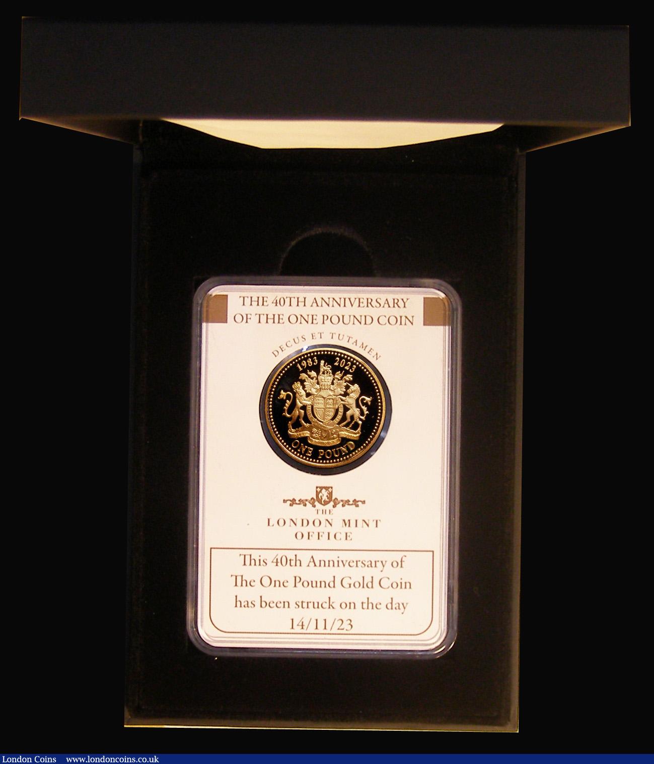 London Coins : A193 : Lot 388 : Gibraltar One Pound 2023 40th Anniversary struck on the day 14 November 2023 Gold Proof Charles III ...