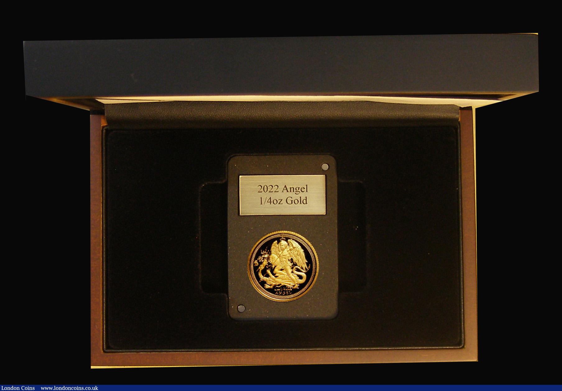 London Coins : A193 : Lot 406 : Isle of Man 1/4 Angel 2022 Gold Proof FDC and in the London Mint Office presentation box with certif...