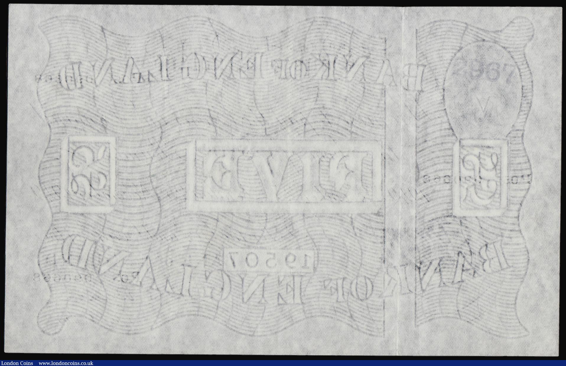 London Coins : A193 : Lot 43 : Five Pounds Beale white B270 dated 25th November 1949 S/N P05 090668 EF