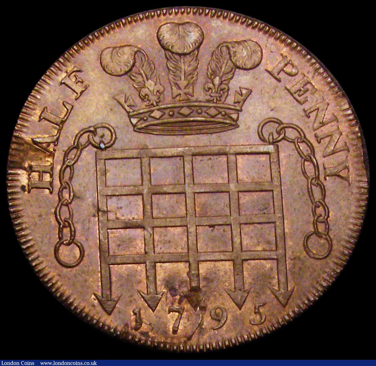 London Coins : A193 : Lot 473 : Halfpenny 1795 Middlesex National Series D&H 997 Unc with lustre