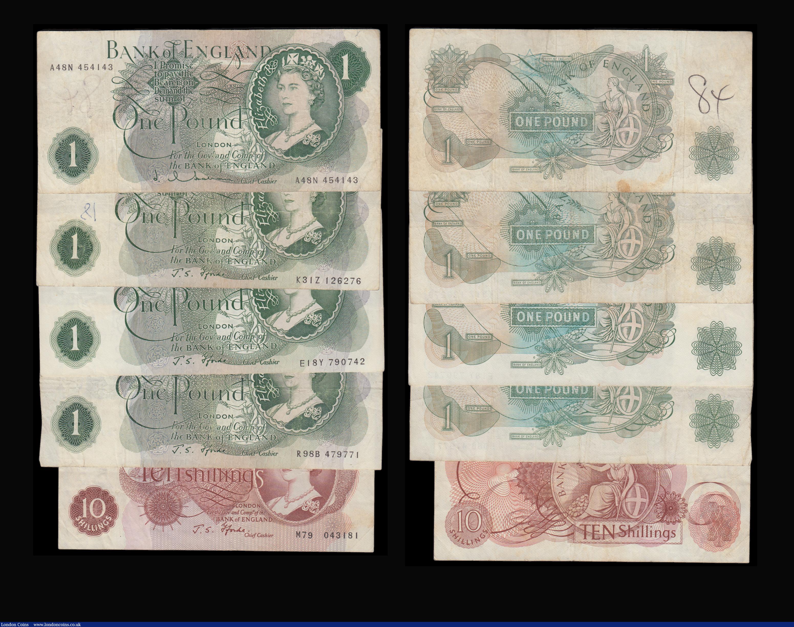 London Coins : A193 : Lot 62 : One Pound QE II portrait Page B322 (12) aU-Unc some consecutives along with others from circulation ...