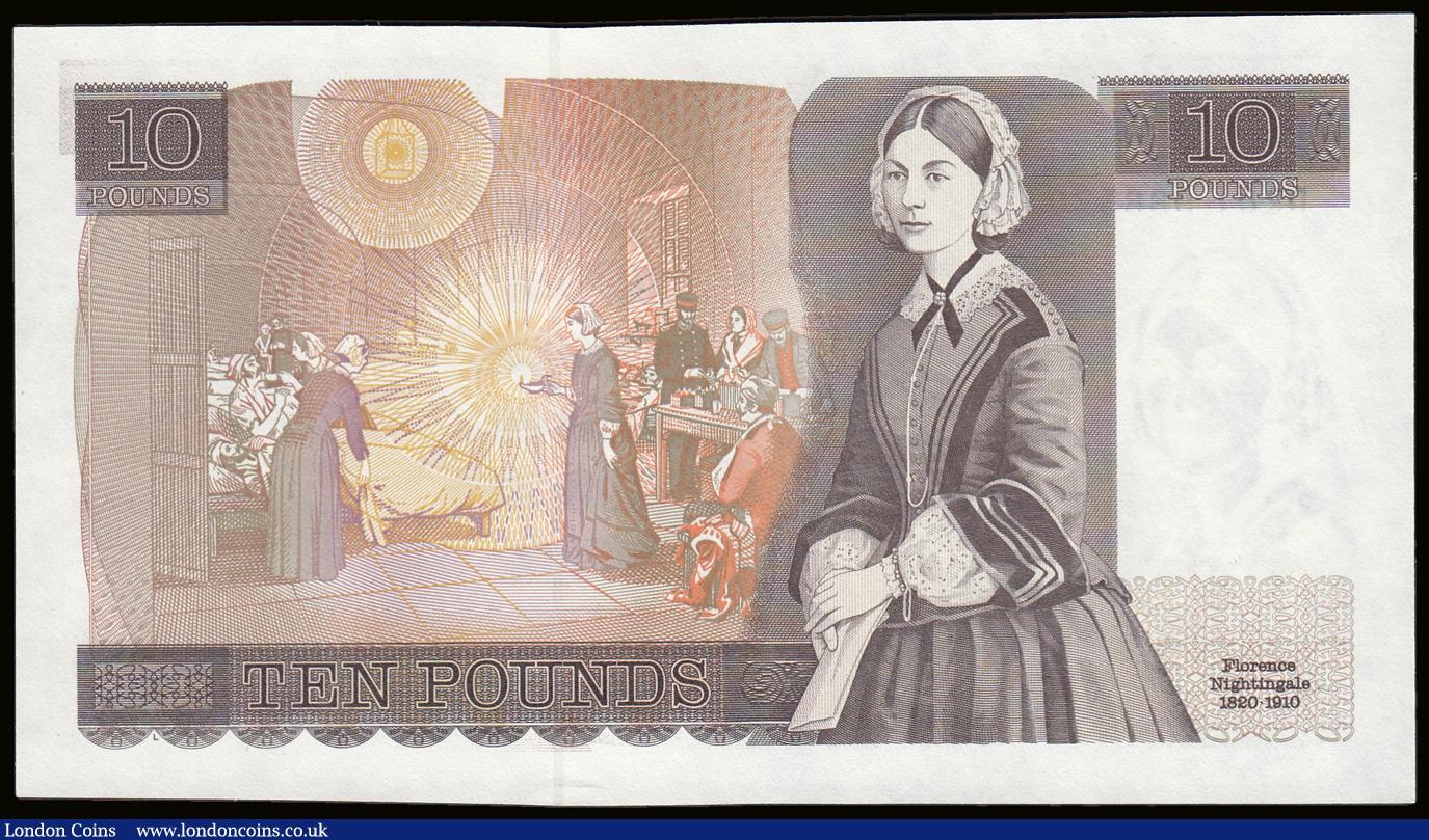 London Coins : A193 : Lot 69 : Ten Pounds QE2 pictorial and Florence Nightingale, Gill B354 Brown L Reverse Windowed Thread issued ...