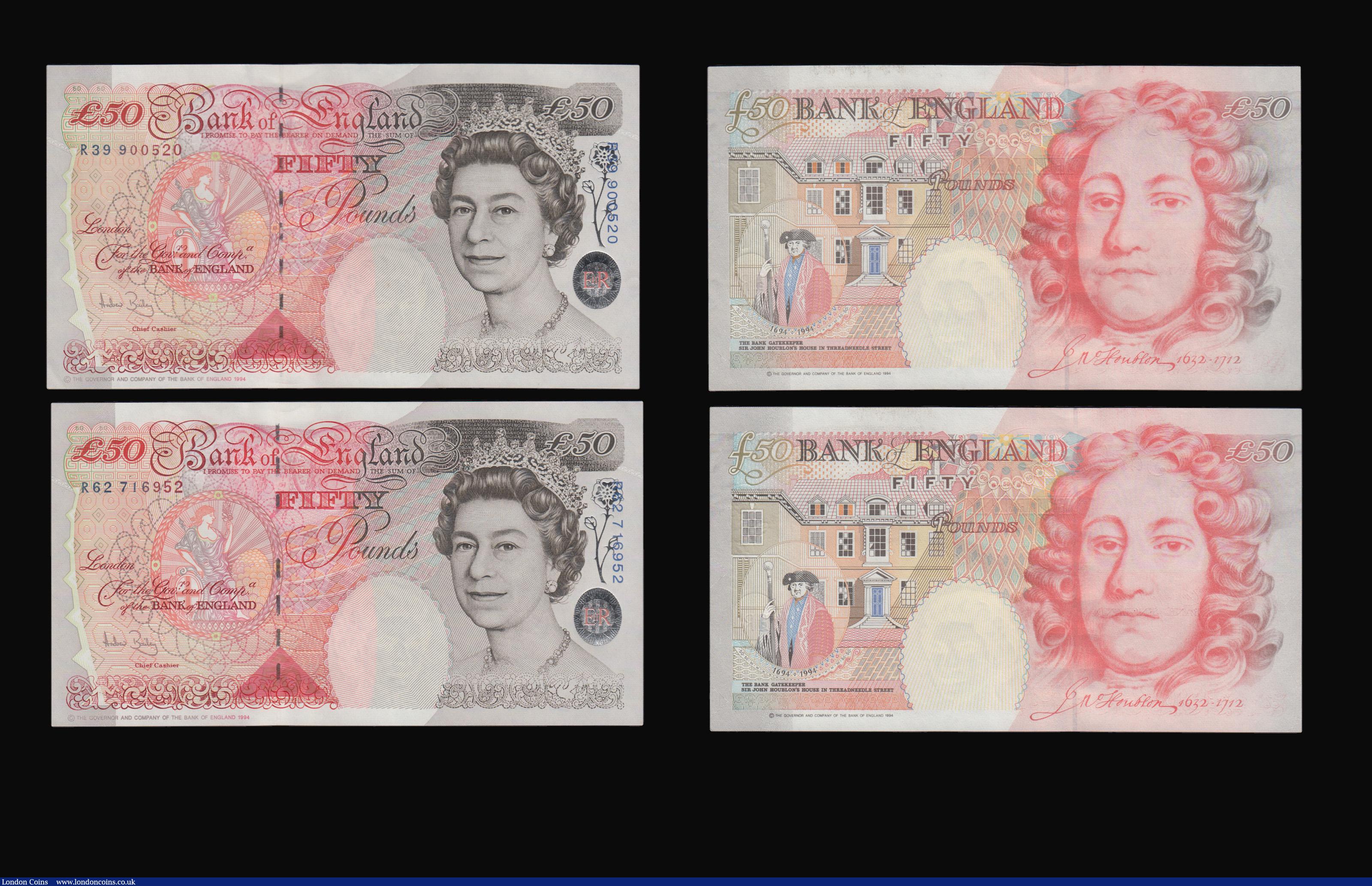 London Coins : A193 : Lot 73 : Fifty Pounds Bailey Houblon reverse 2006 B404 (5) all Unc