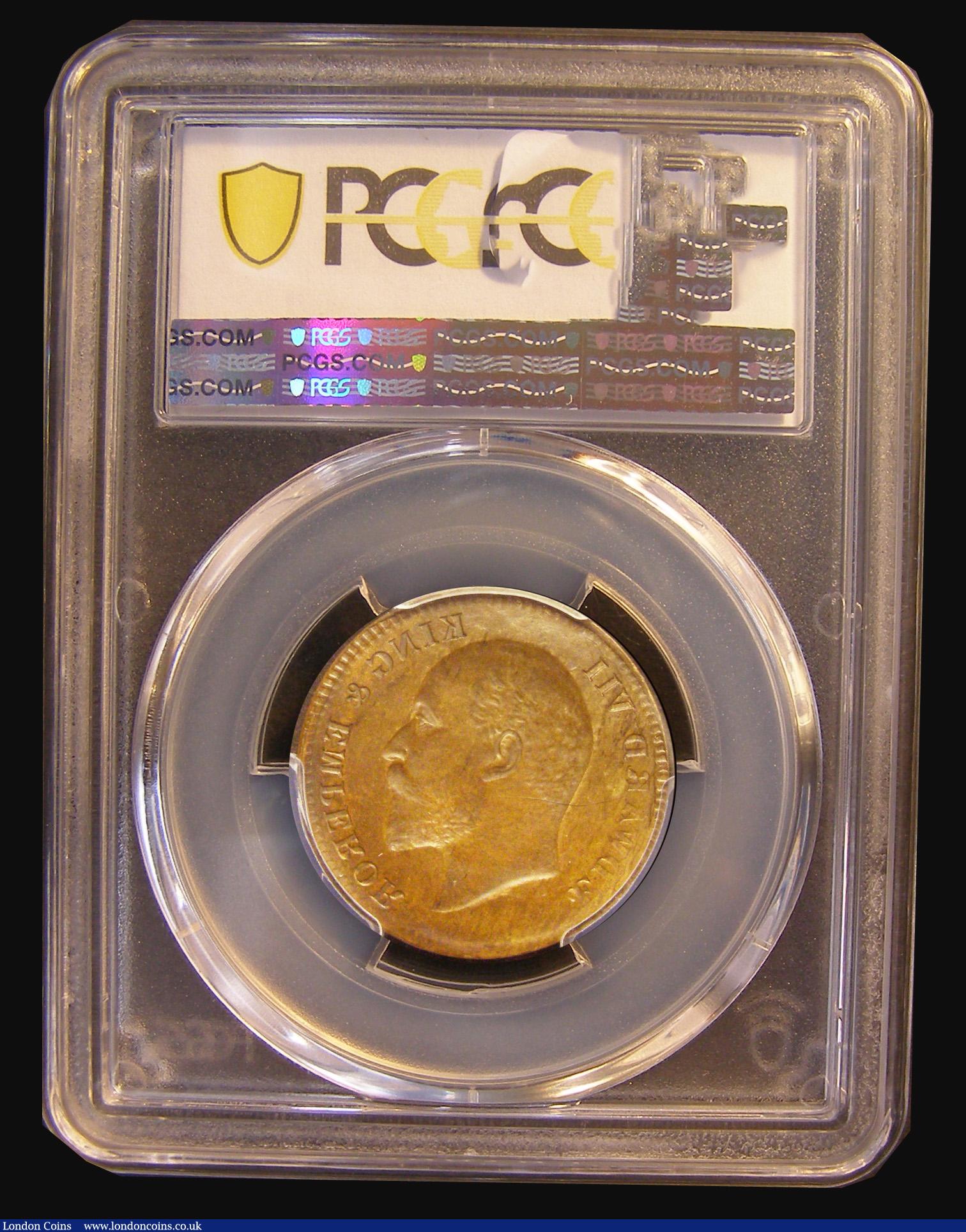 London Coins : A193 : Lot 798 : India Mint Error One Quarter Anna (1906-10) Edward VII brockage in a PCGS Holder Full Brockage Rever...
