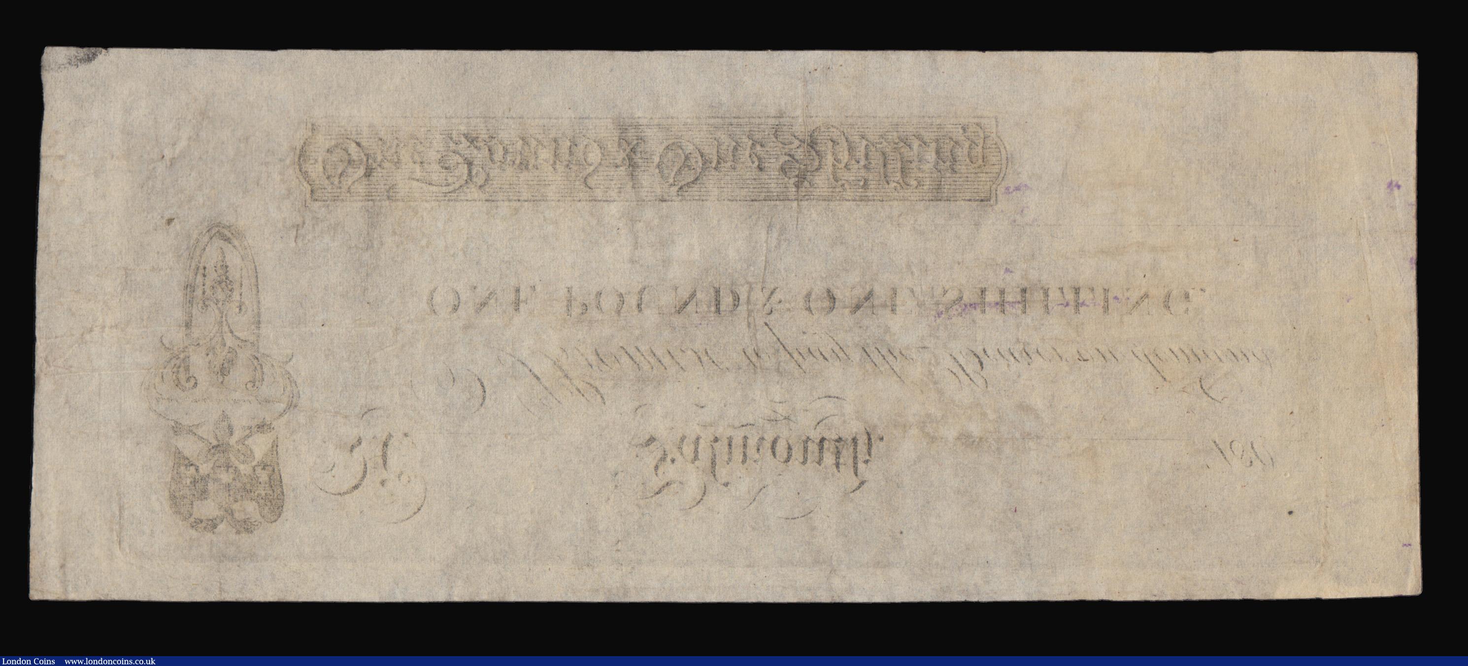 London Coins : A193 : Lot 82 : Falmouth Bank One Pound One Shilling (Guinea) 180x unissued remainder without signature or serial nu...
