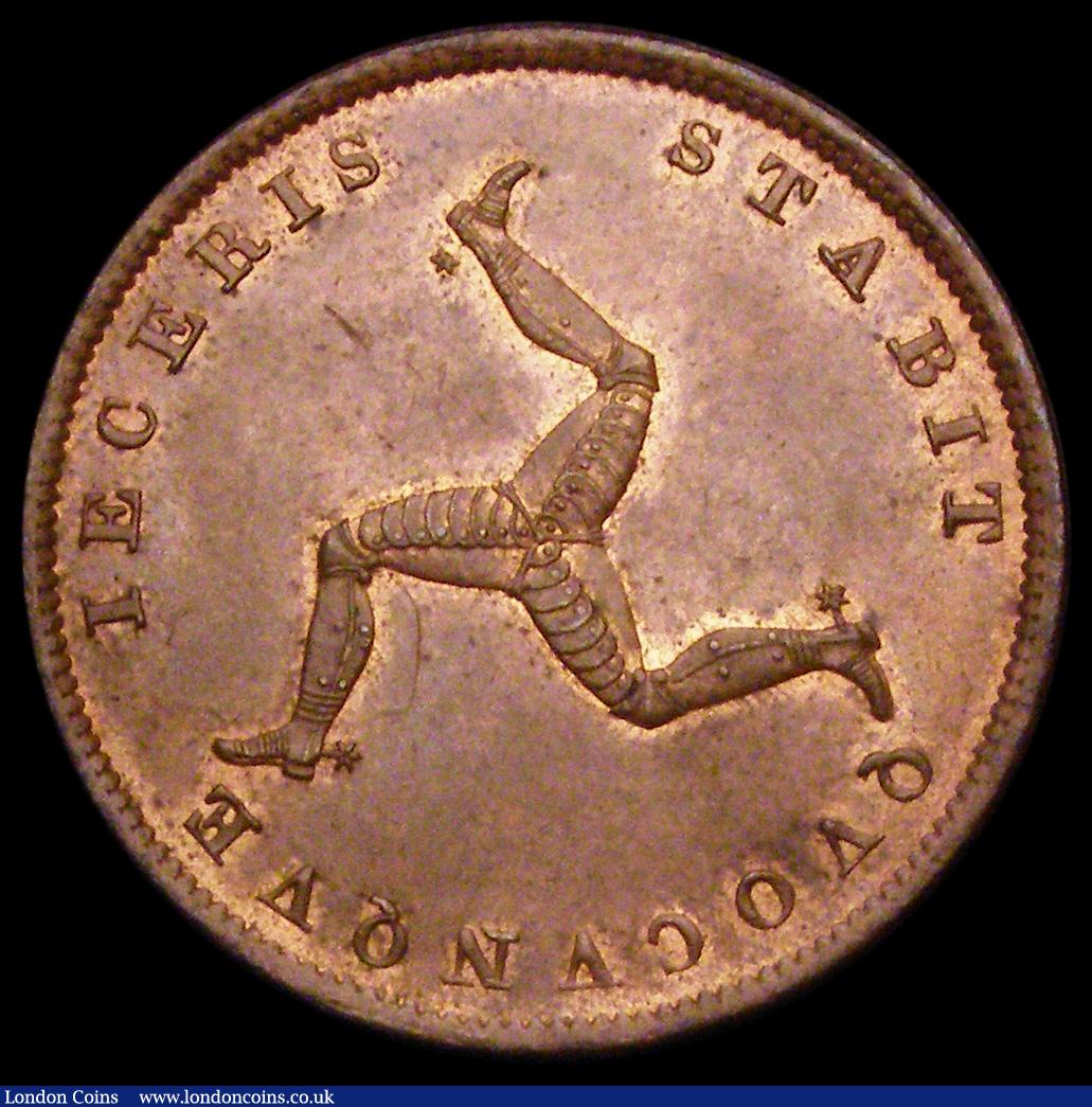 London Coins : A193 : Lot 822 : Isle of Man Halfpenny 1839 S.7418 Unc with traces of lustre a pleasing example