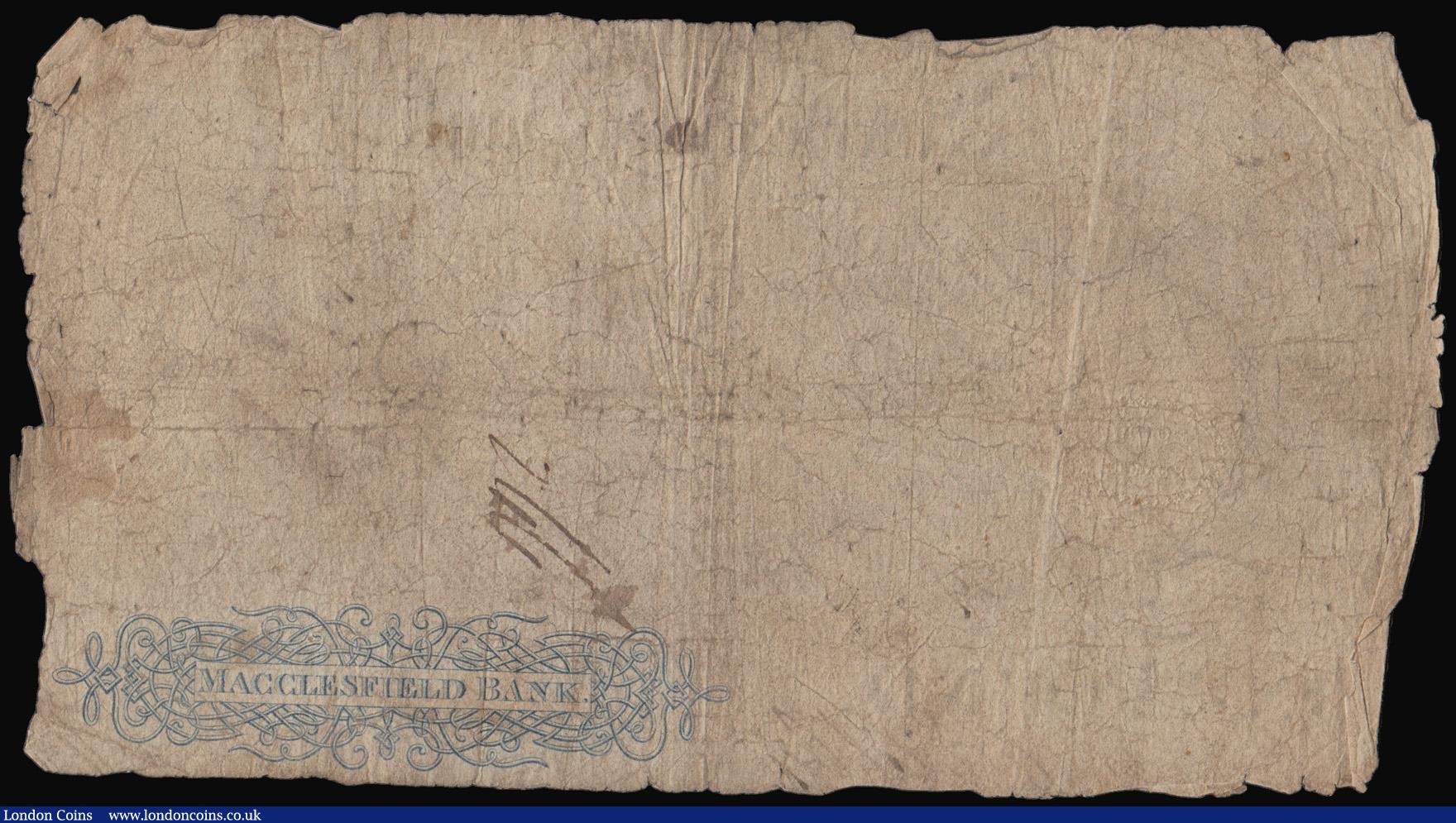 London Coins : A193 : Lot 84 : Macclesfield Bank &pound;1 dated 181? (edge of note frayed right of the date) series No.G539 for Tho...