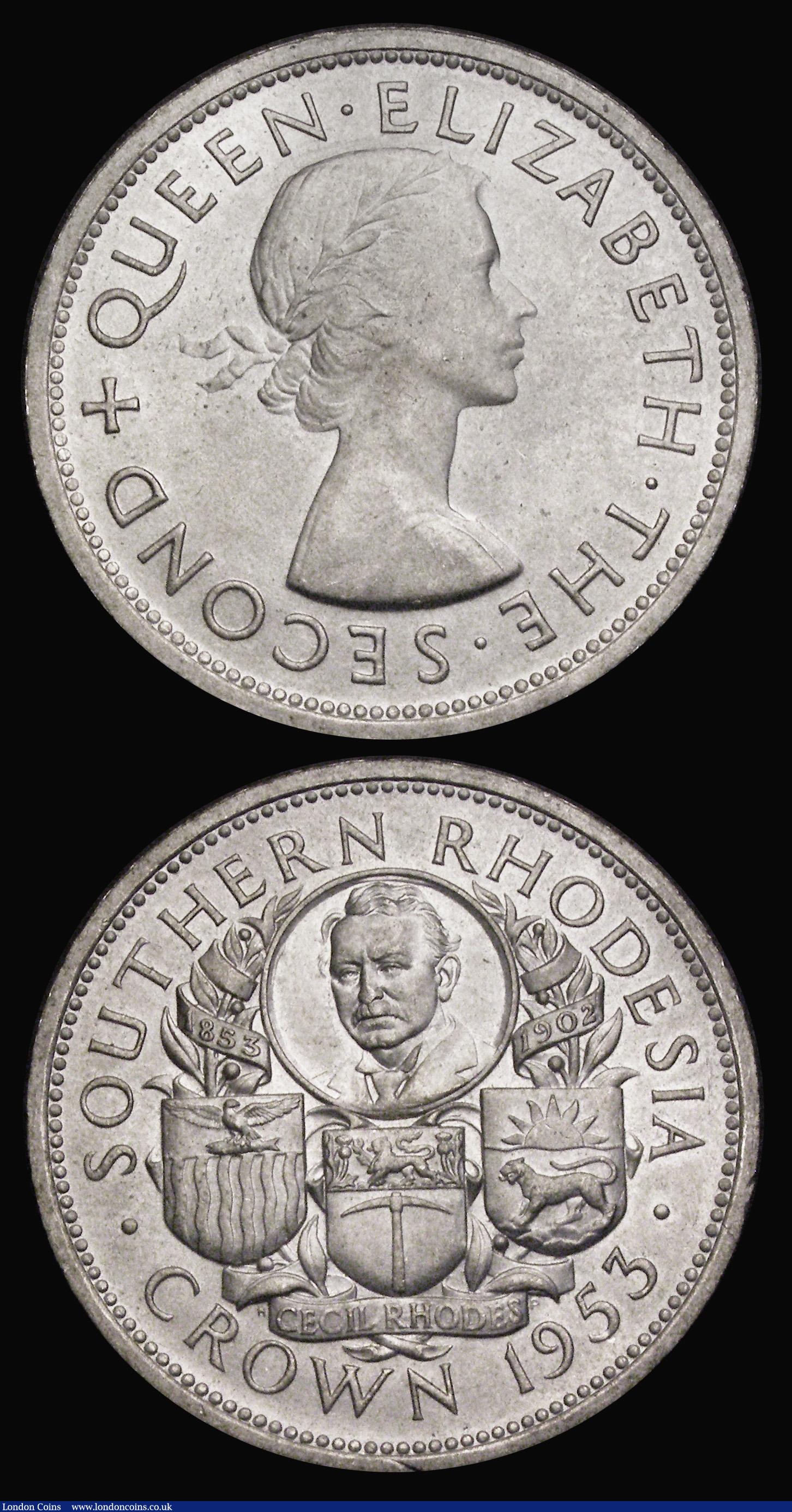 London Coins : A193 : Lot 910 : Southern Rhodesia Crown 1953 Cecil Rhodes KM#27 (2) both UNC