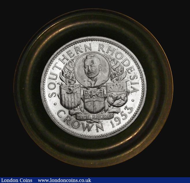London Coins : A193 : Lot 912 : Southern Rhodesia Crown 1953 Proof Cecil Rhodes Centenary KM#27 nFDC with a ring of light toning and...