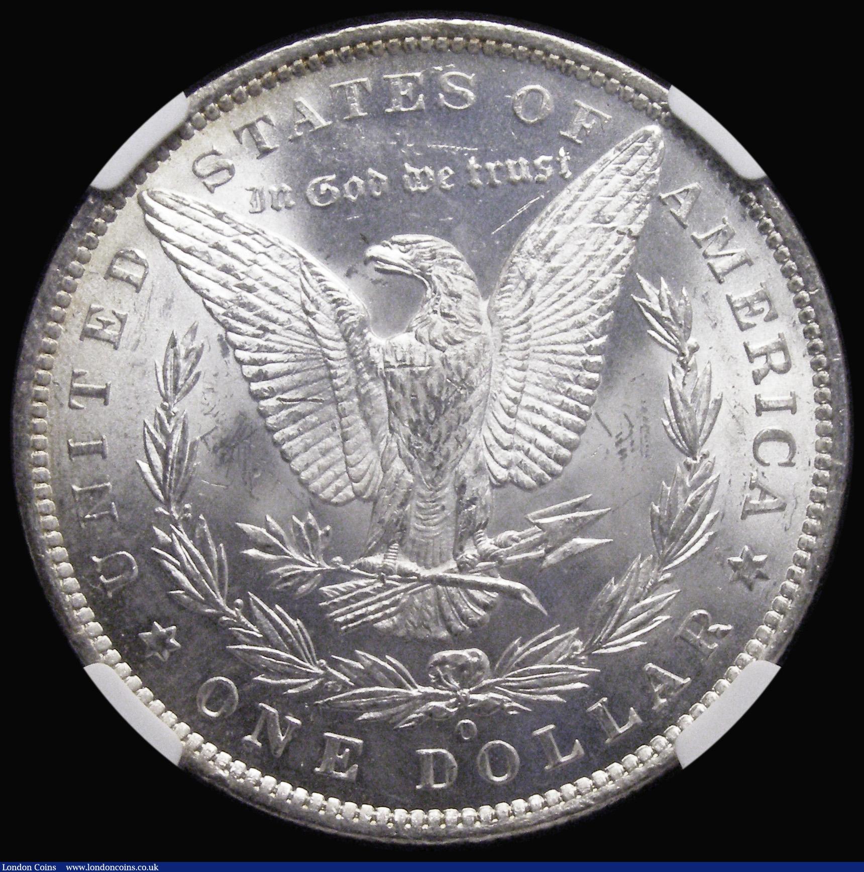 London Coins : A193 : Lot 959 : USA Dollar 1885 O Morgan Silver Dollar NGC MS64 choice and desirable thus