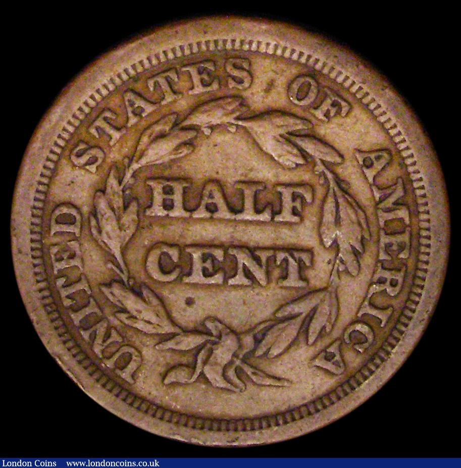 London Coins : A193 : Lot 968 : USA Half Cent 1849 about VF and a scarce date