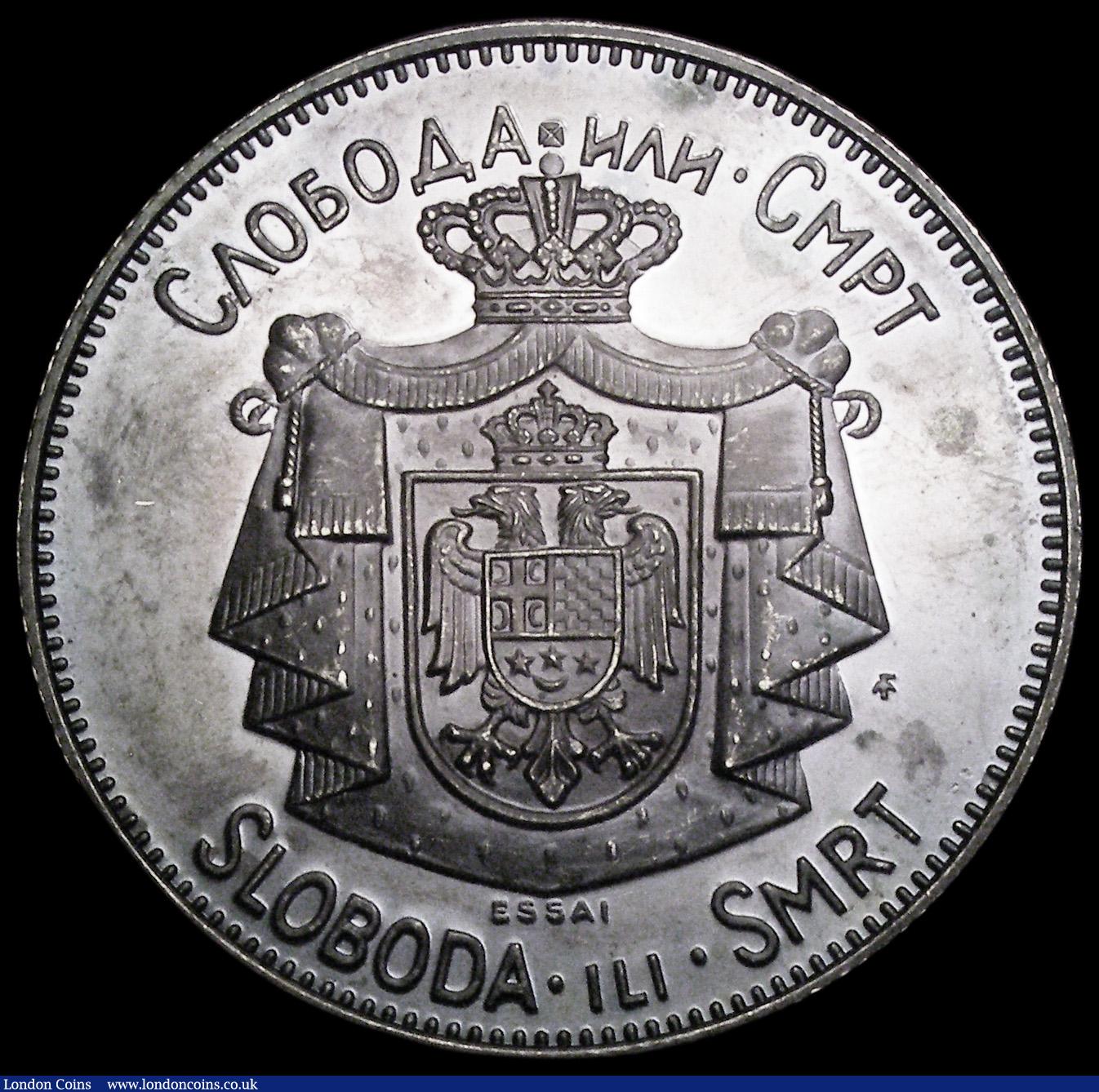London Coins : A193 : Lot 990 : Yugoslavia Essai Crown 1967 Peter II (In exile) Silver Proof X#E1, numbered 445 on the edge, UNC-nFD...