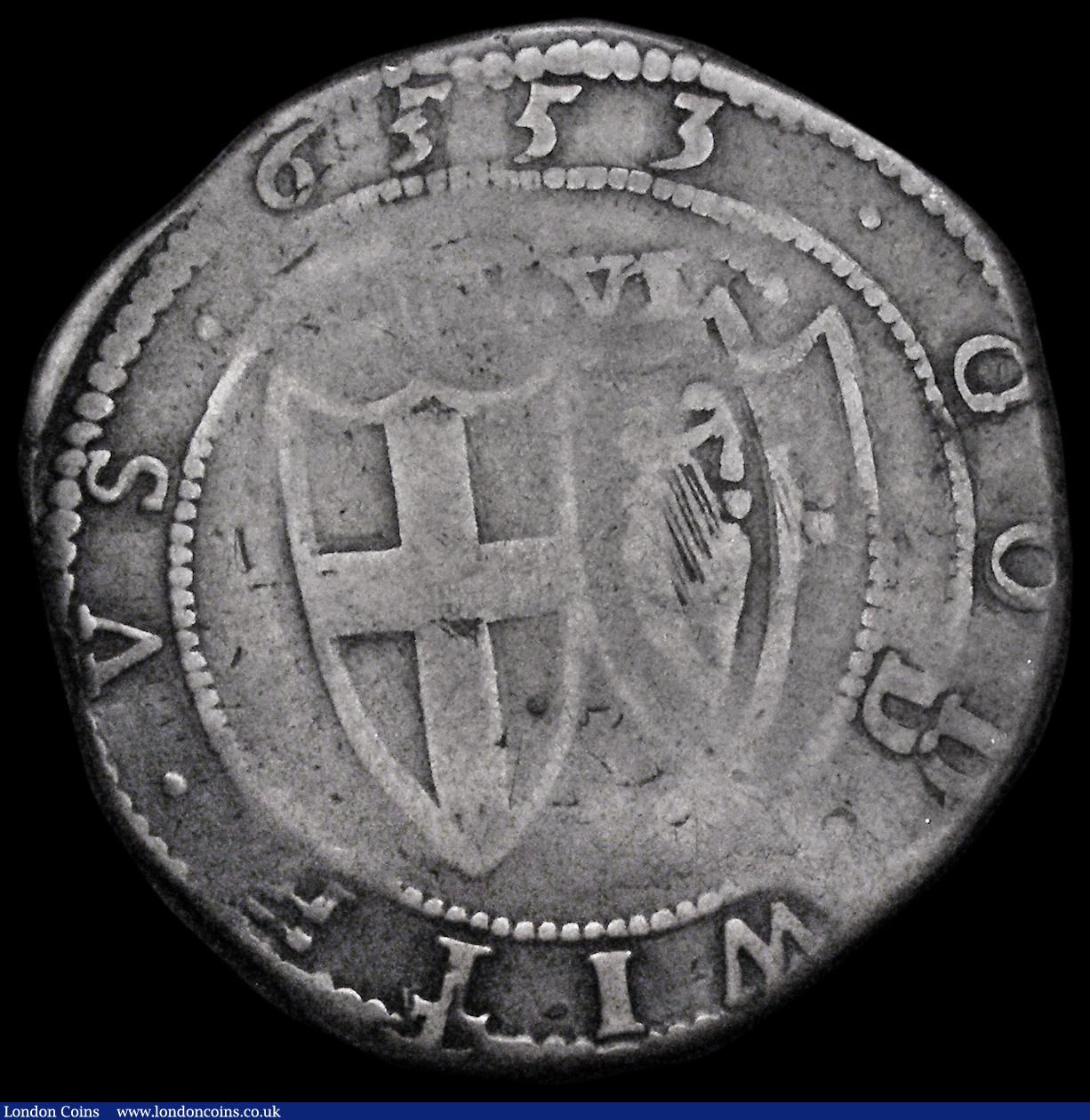 London Coins : A194 : Lot 1004 : Halfcrown 1653 Commonwealth but the date reads 6553 also the word COMMONWEALTH reverse is disjointed...
