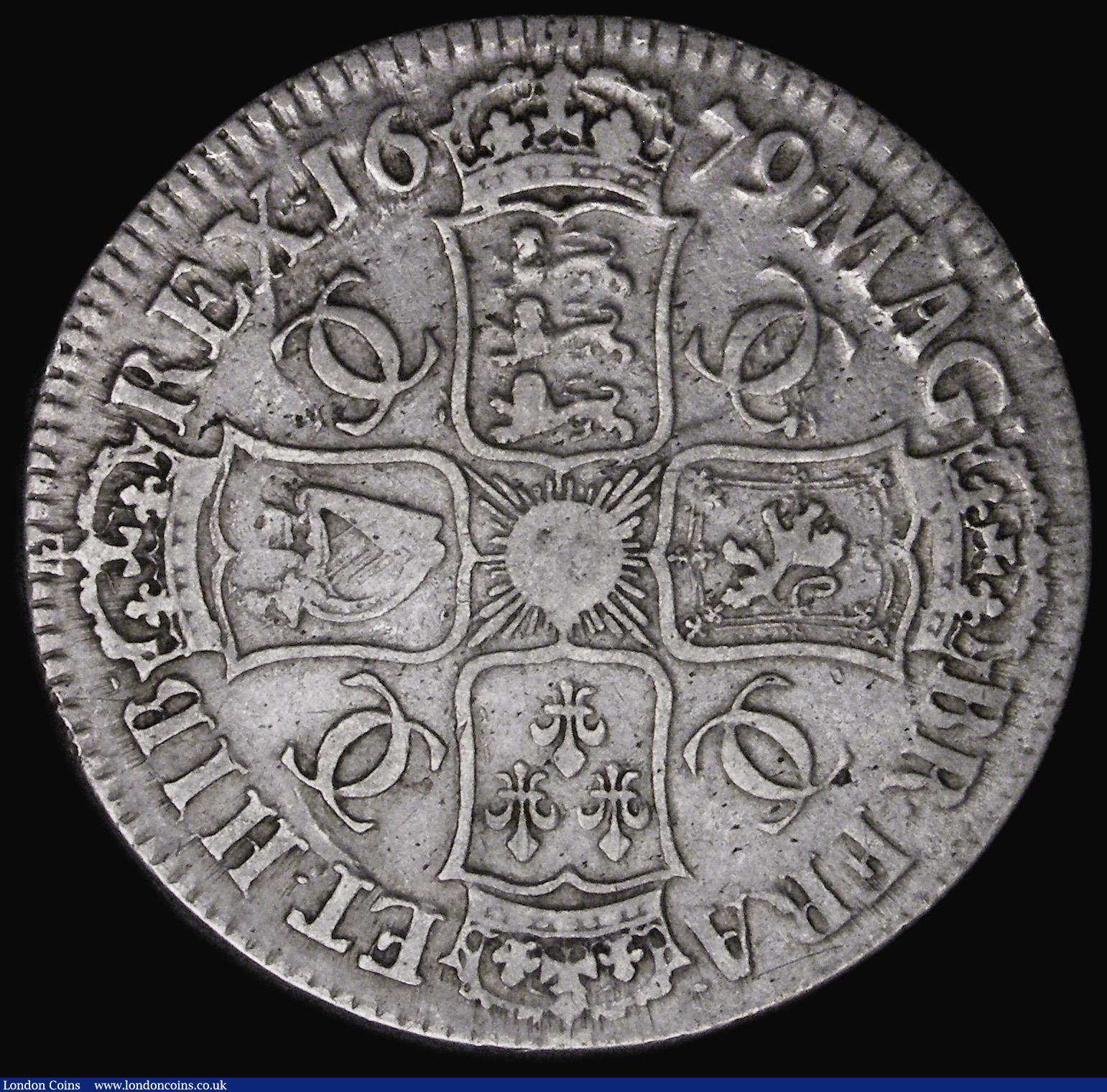 London Coins : A194 : Lot 1082 : Crown 1679 Third Bust TRICESIMO PRIMO ESC 56, Bull 403 Fine