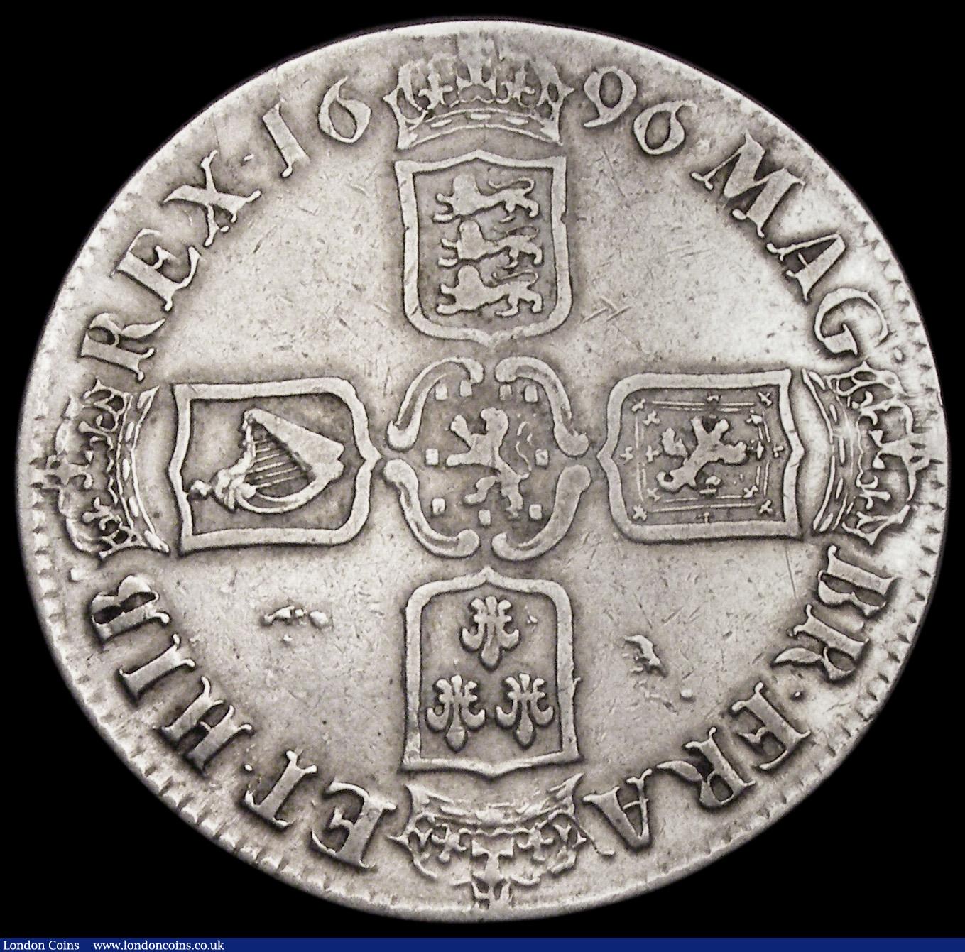 London Coins : A194 : Lot 1092 : Crown 1696 OCTAVO Third Bust, ESC 94, Bull 1004 VF