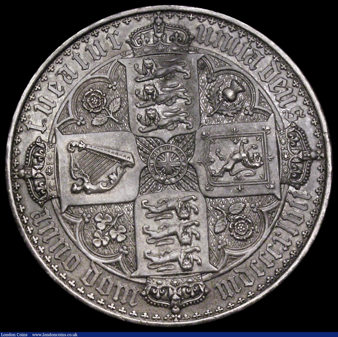 London Coins : A194 : Lot 1103 : Crown 1847 Gothic UNDECIMO ESC 288, Bull 2571 once cleaned now re-toned