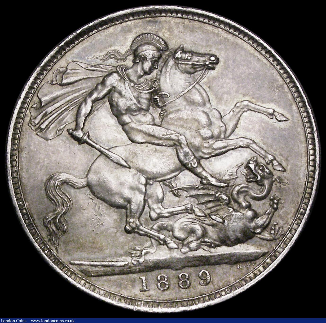 London Coins : A194 : Lot 1106 : Crown 1889 ESC 299, Bull 2589 AU with an even old tone 