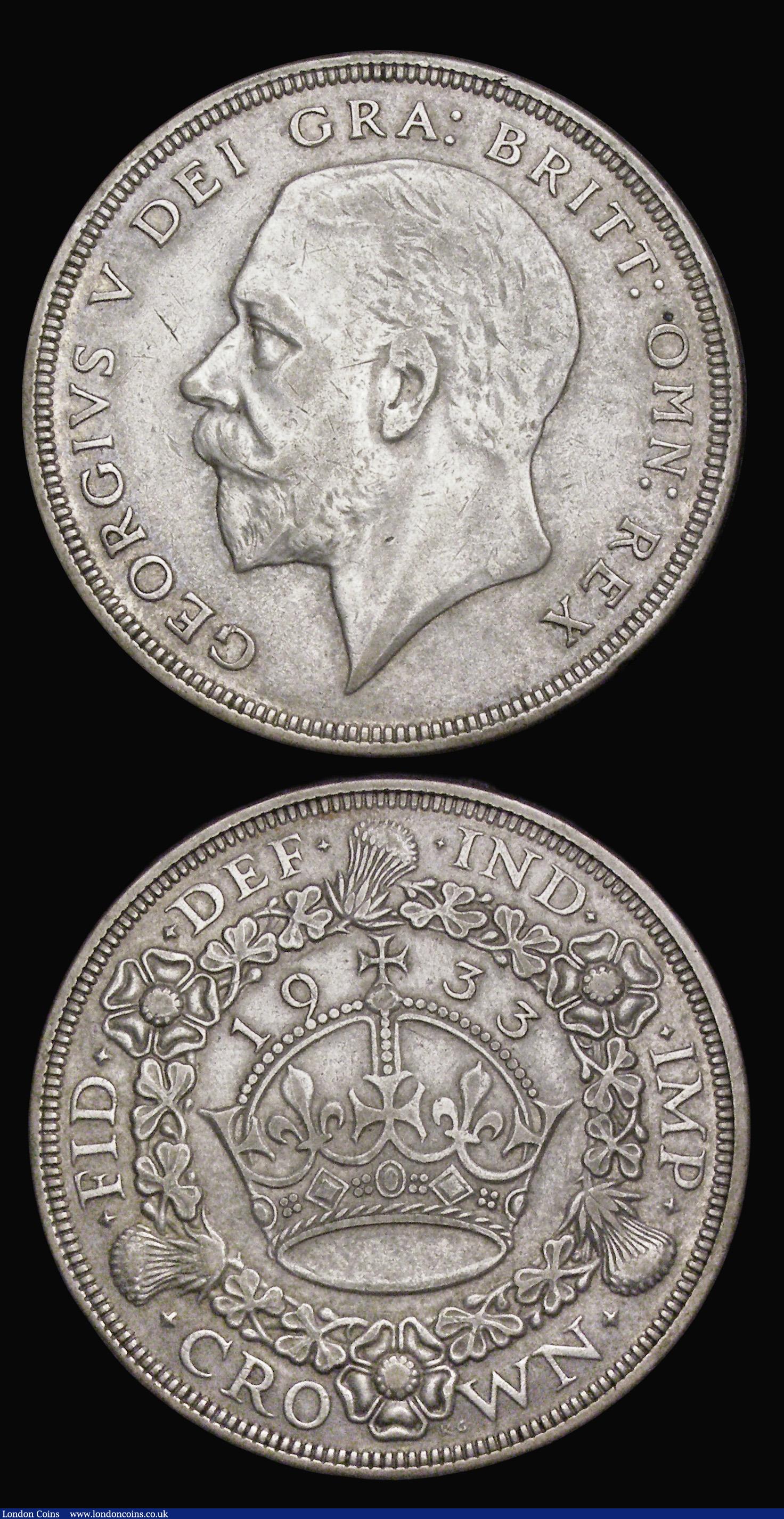 London Coins : A194 : Lot 1117 : Crown 1928 and 1933 Wreaths both VF