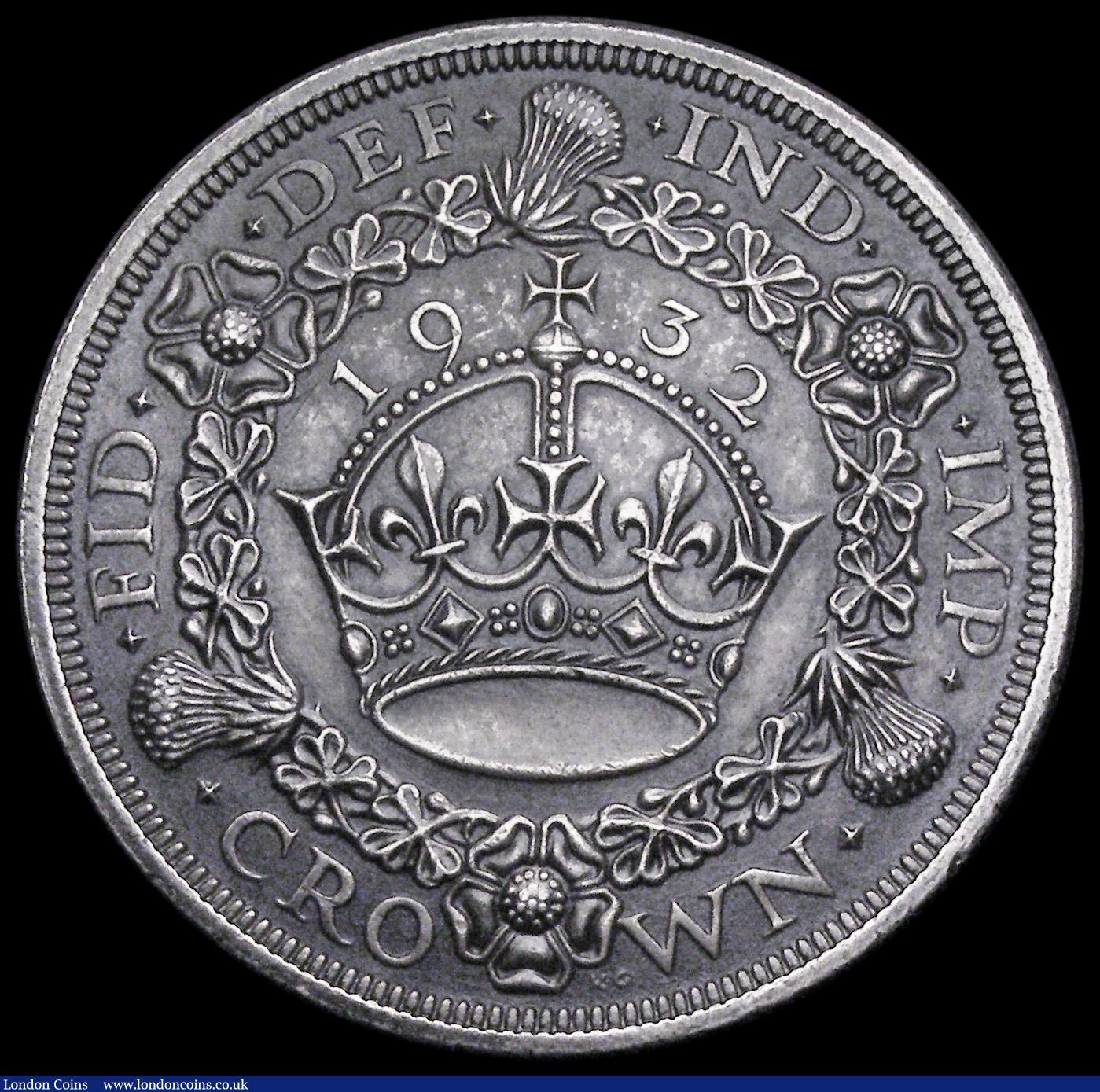 London Coins : A194 : Lot 1125 : Crown 1932 ESC 372, Bull 3641 EF with a dark tone and one of the key dates of the Wreath Crown serie...
