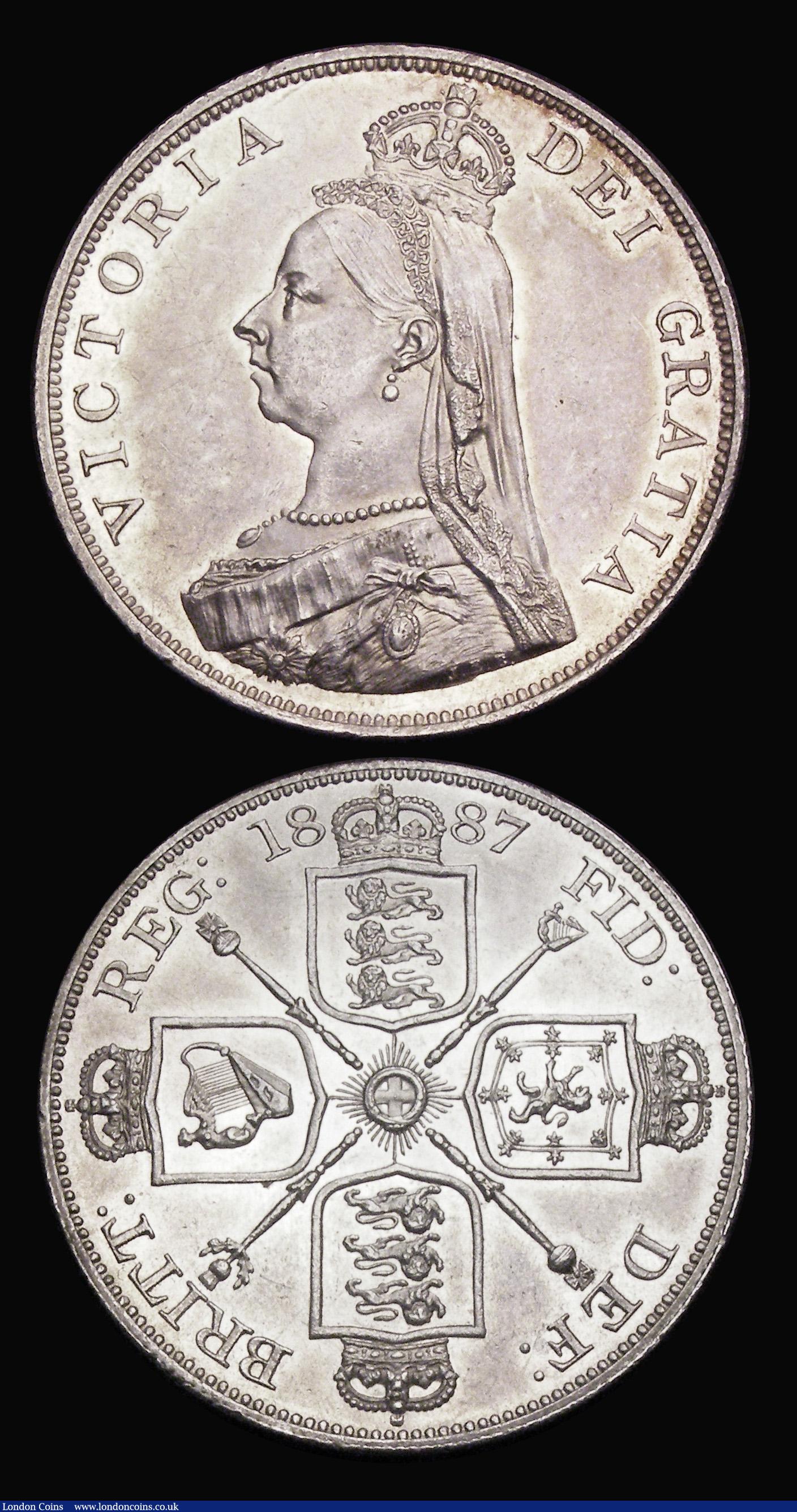 London Coins : A194 : Lot 1150 : Double Florin 1887 Arabic 1 AU/UNC Halfcrown 1887 JH Choice Unc