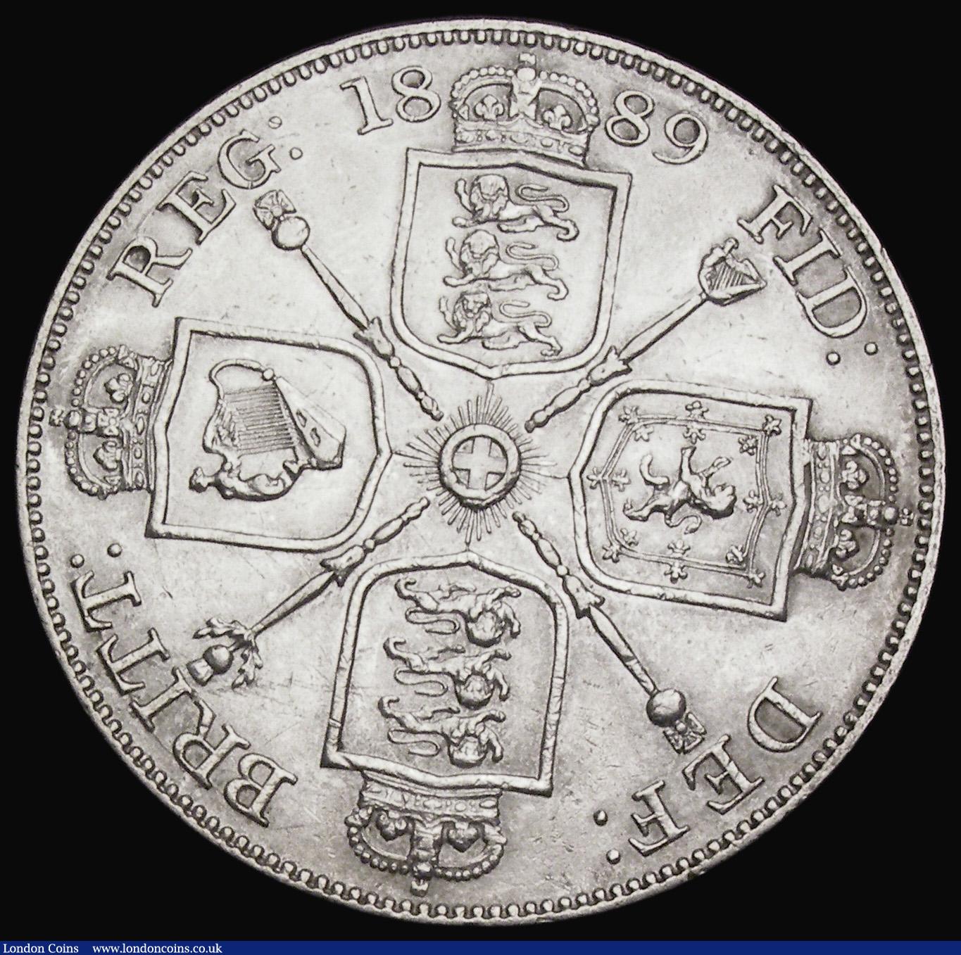 London Coins : A194 : Lot 1154 : Double Florin 1889 Second I in VICTORIA an inverted 1 ESC 398A bright EF
