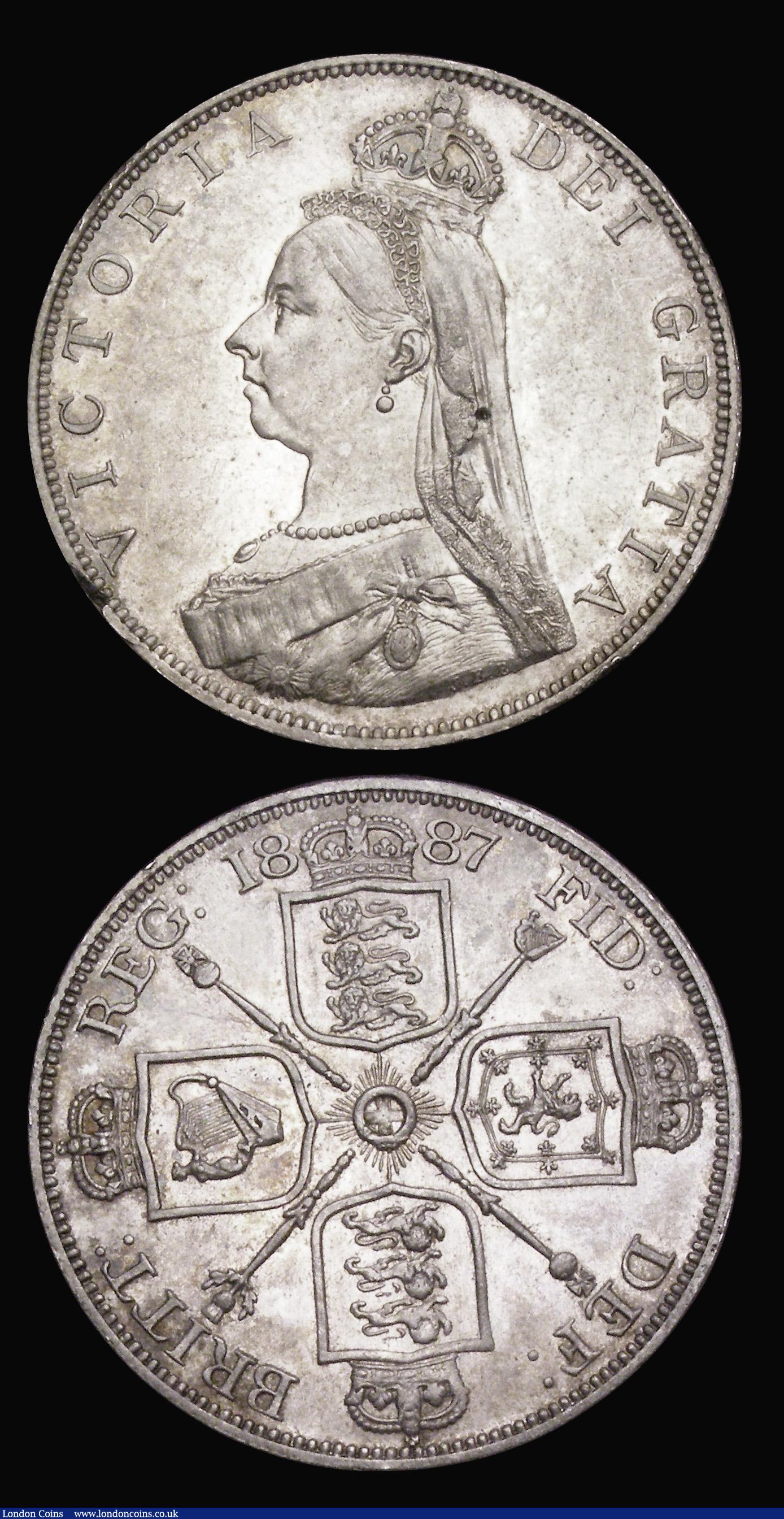 London Coins : A194 : Lot 1155 : Double Florins (2) both 1887 Roman 1 both EF and with minor edge faults