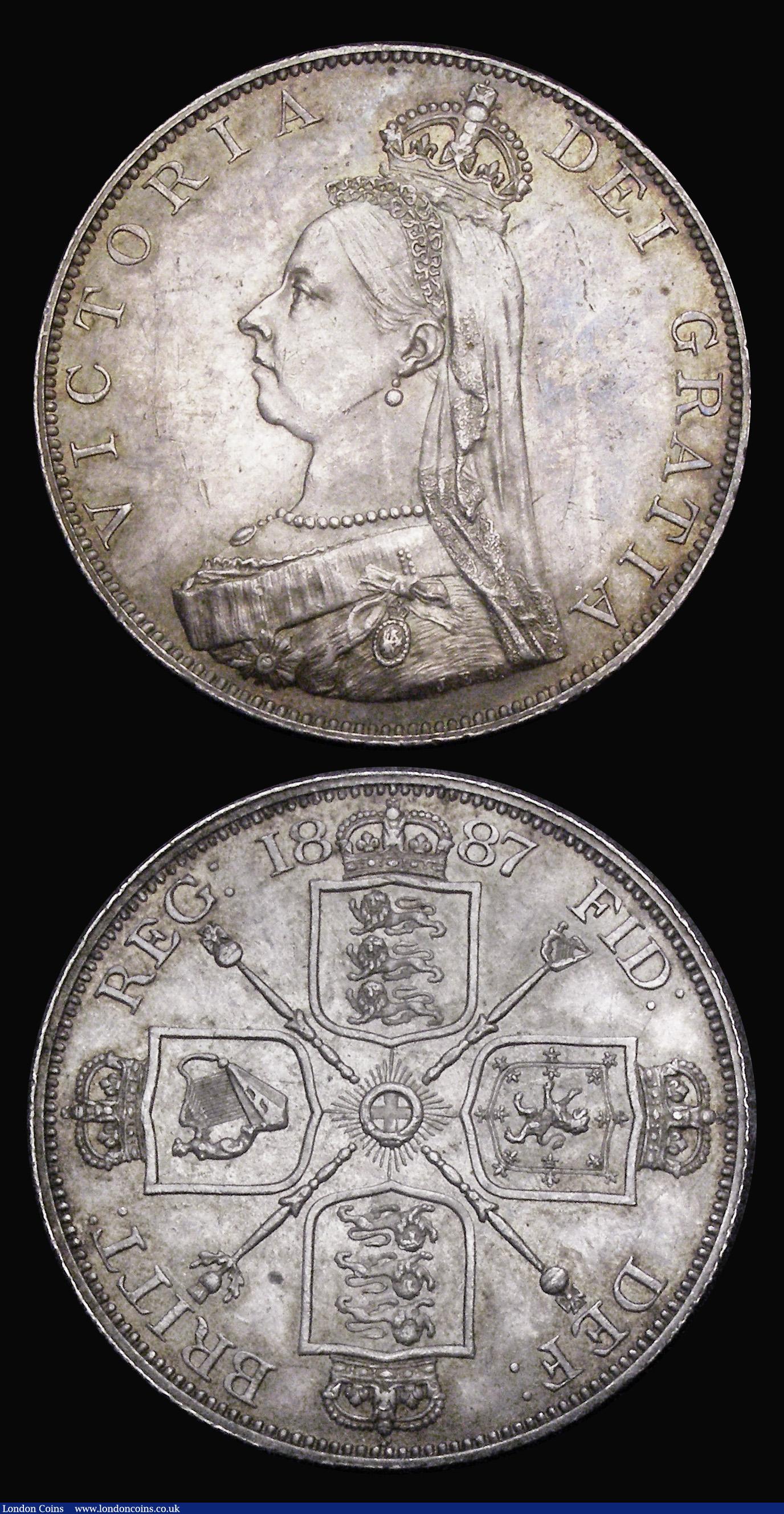 London Coins : A194 : Lot 1156 : Double Florins 1887 (2)  Roman 1 and Arabic 1 GEF-AU and nicely toned