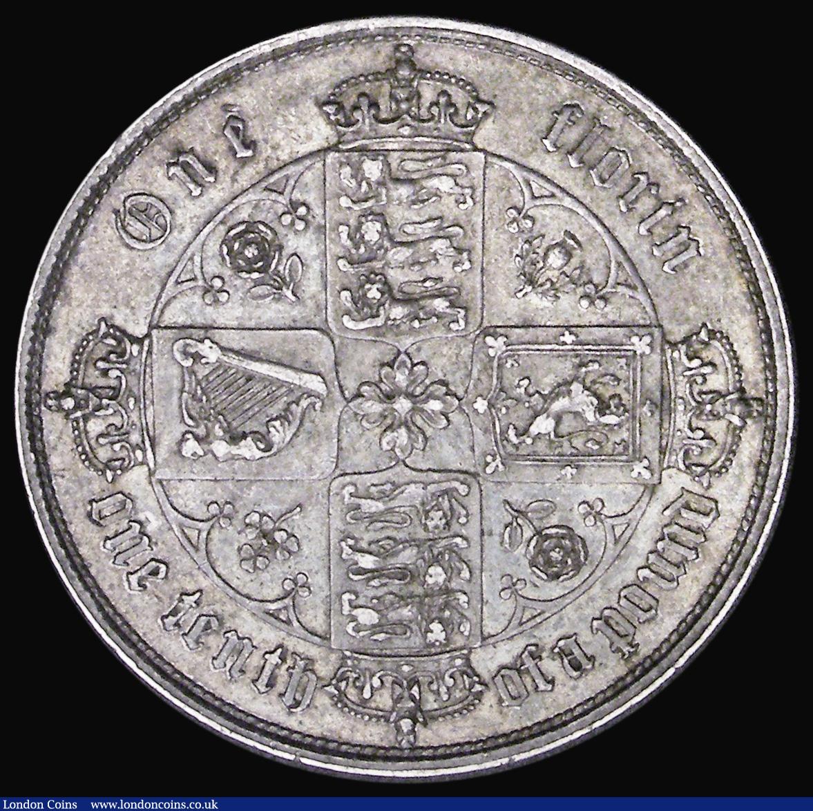 London Coins : A194 : Lot 1196 : Florin 1852 ESC 806, Bull 2820, about EF with an attractive and colourful tone