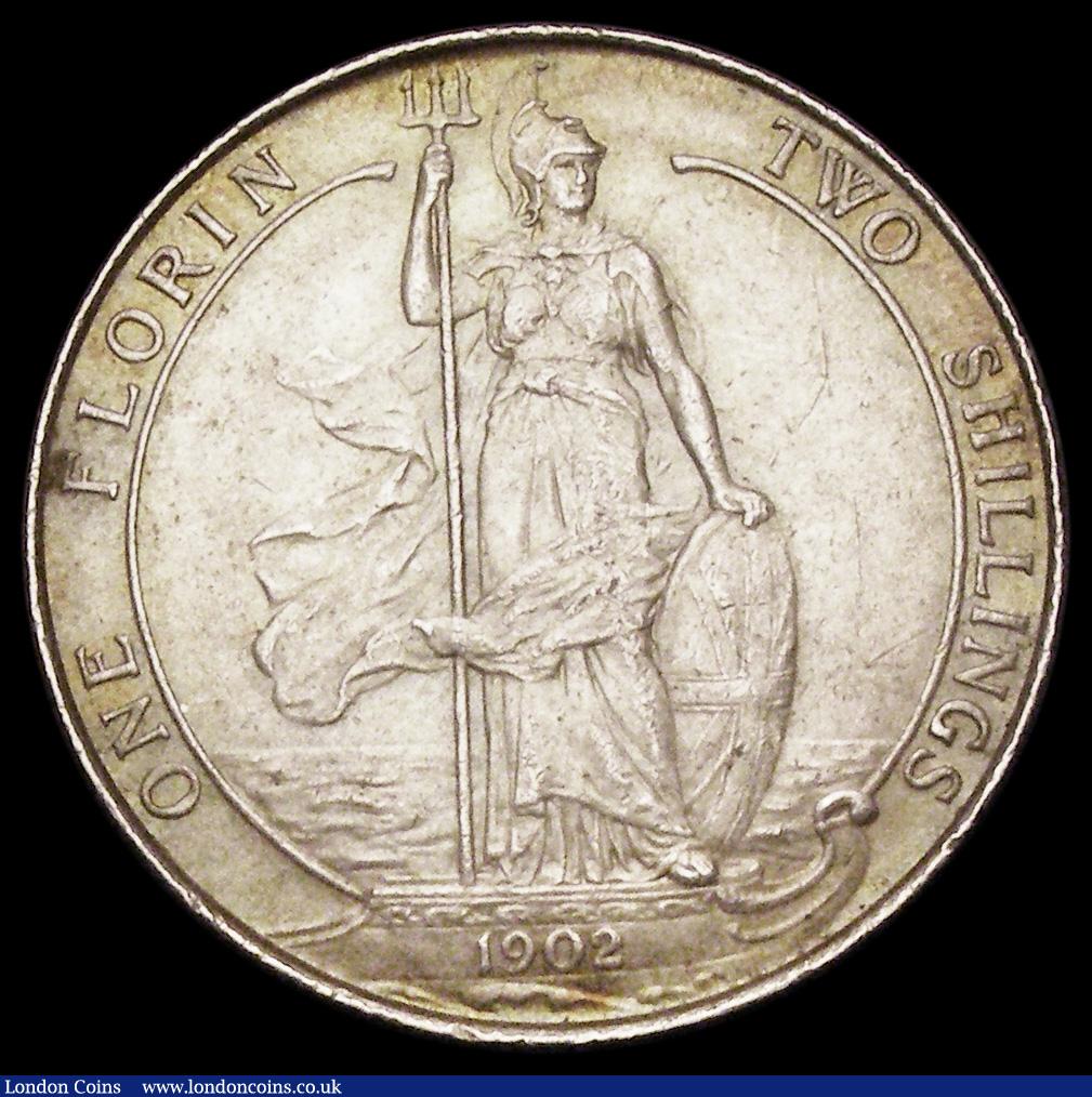 London Coins : A194 : Lot 1211 : Florin 1902 Currency Issue ESC 919 Unc/AU with a pleasant peripheral tone
