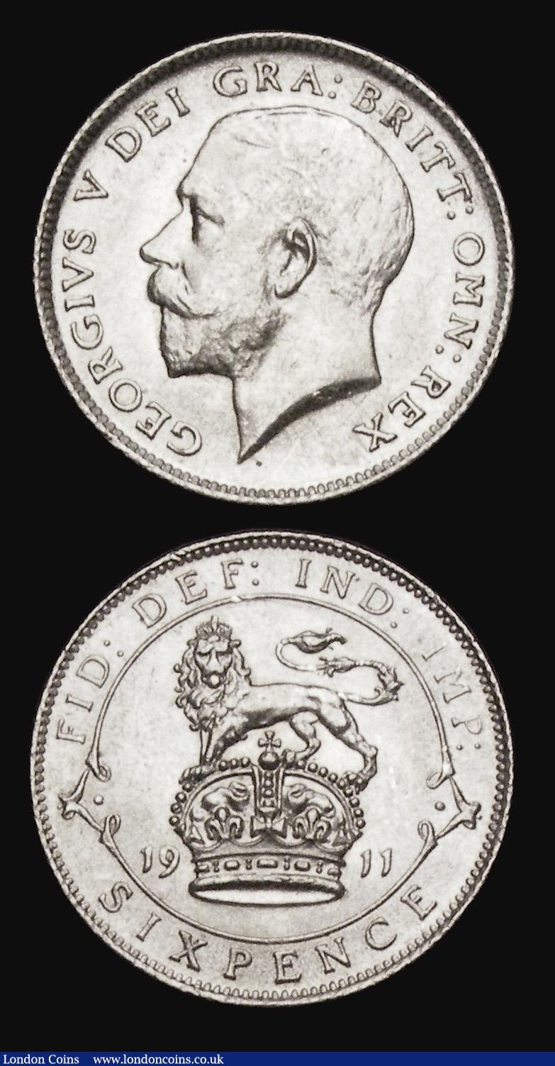 London Coins : A194 : Lot 1215 : Florin 1918 EF or better and Sixpence 1911 UNC