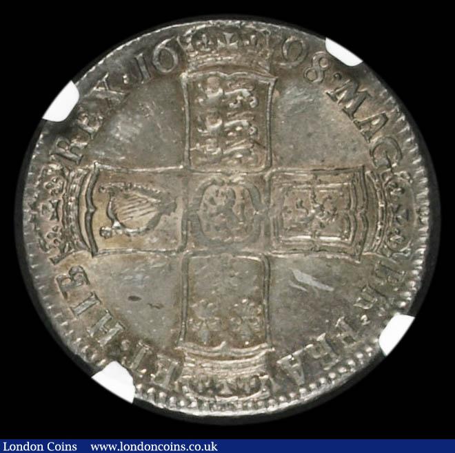 London Coins : A194 : Lot 1280 : Halfcrown 1698 DECIMO ESC 554, Bull 1034 a Choice example now in a NGC Holder at MS62