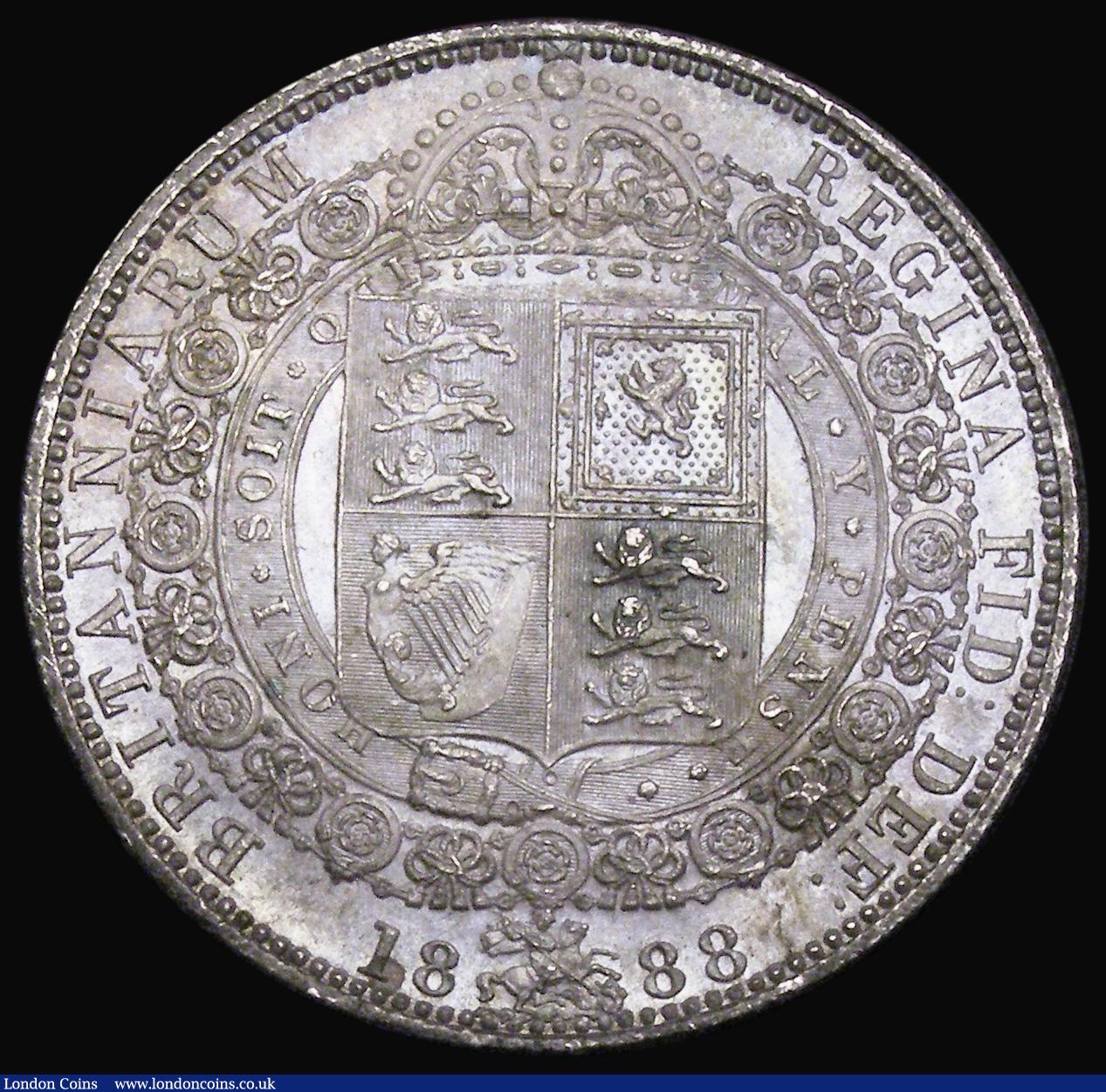 London Coins : A194 : Lot 1316 : Halfcrown 1888 ESC 721, Bull 2773 UNC with a rich tone