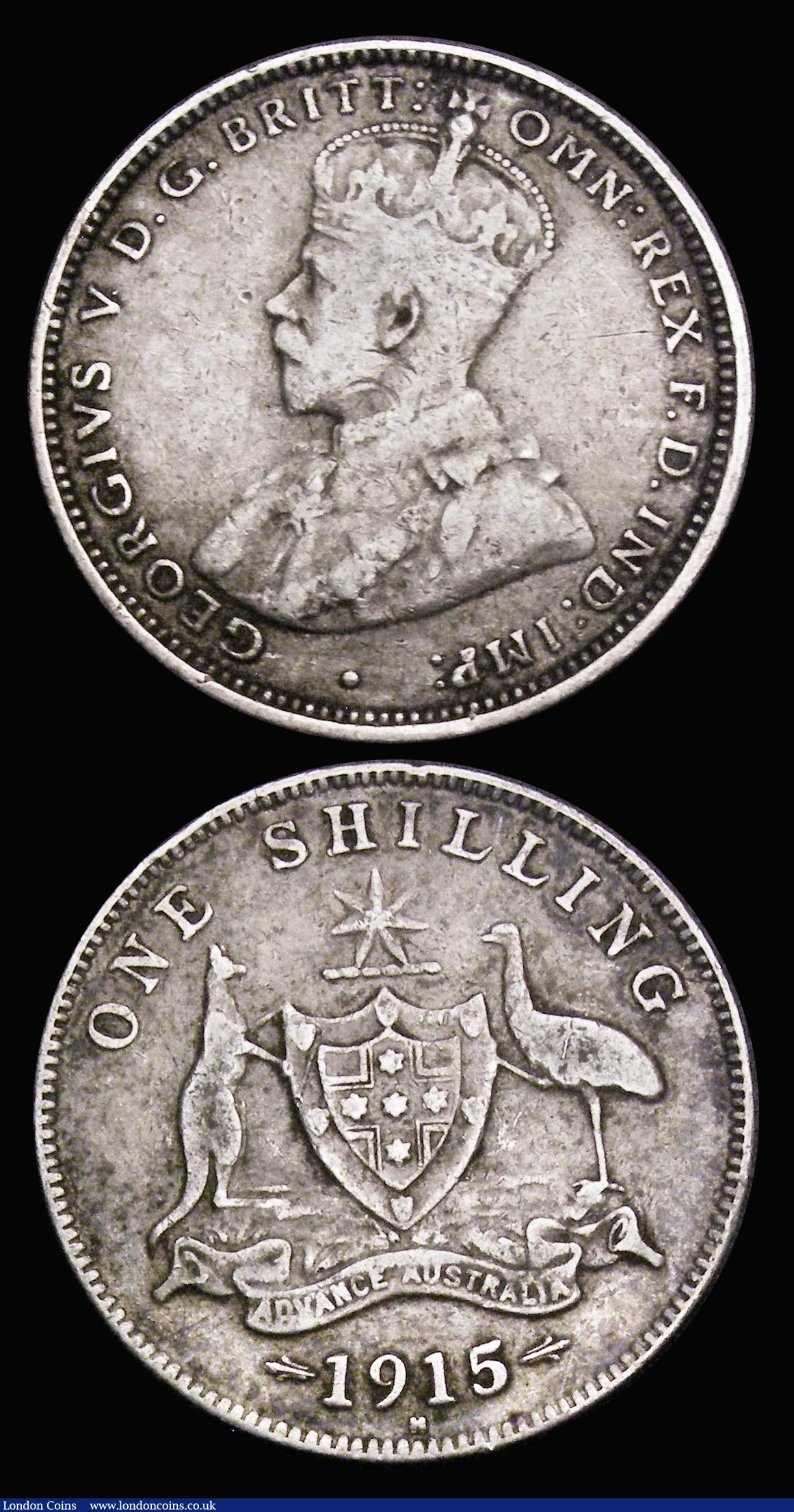 London Coins : A194 : Lot 424 : Australia Shillings (2) 1913 and 1915H both about Fine