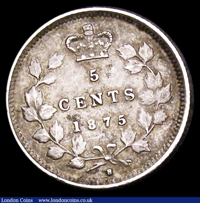 London Coins : A194 : Lot 498 : Canada 5 Cents 1875H Small Date, KM#2, Victoria, obverse young laureate head left, reverse crowned d...