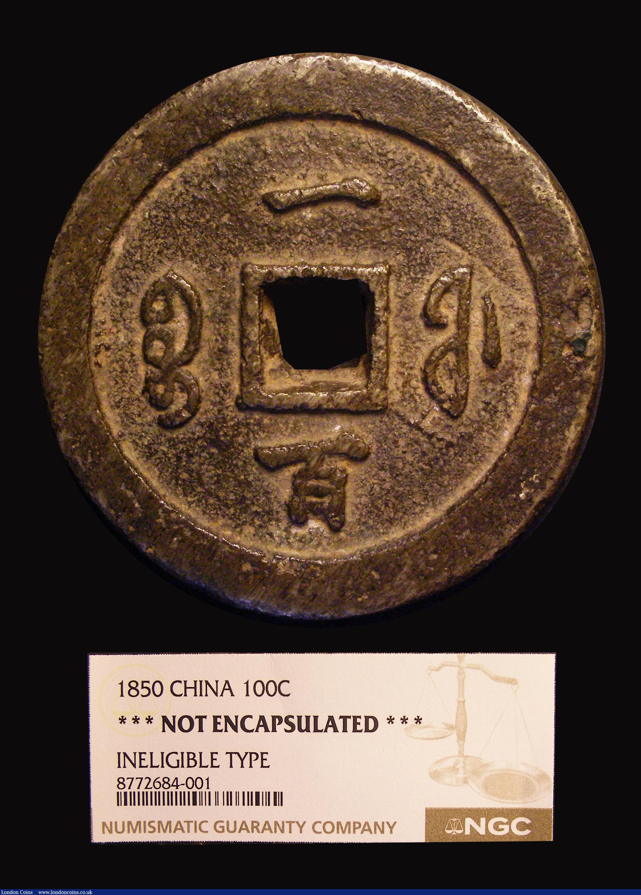London Coins : A194 : Lot 513 : China 100 Cash 1850 Bronze 69mm diameter 194 grams VF