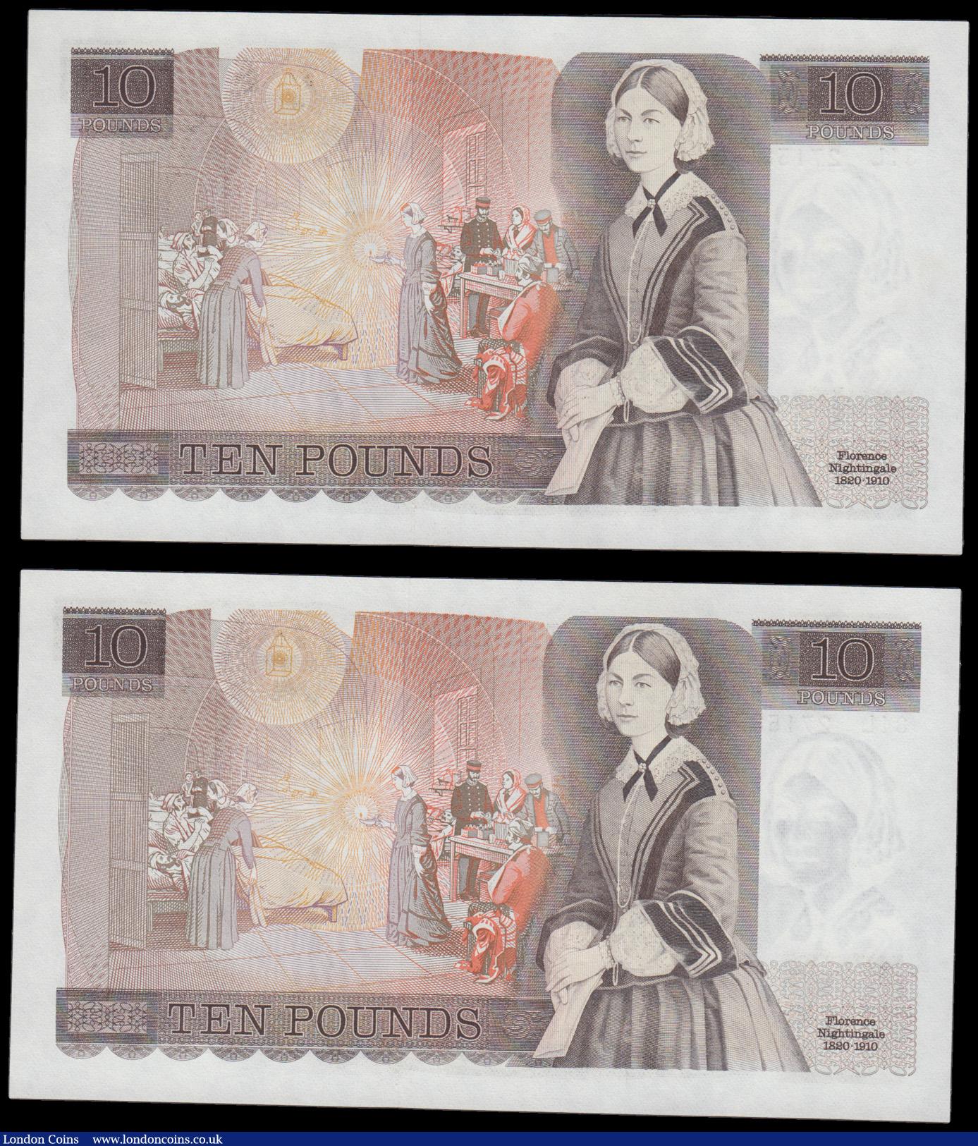 London Coins : A194 : Lot 55 : Ten Pounds Somerset B347 issued 1980 last series (2 consecutives) 31L 271537 and 271538 Unc