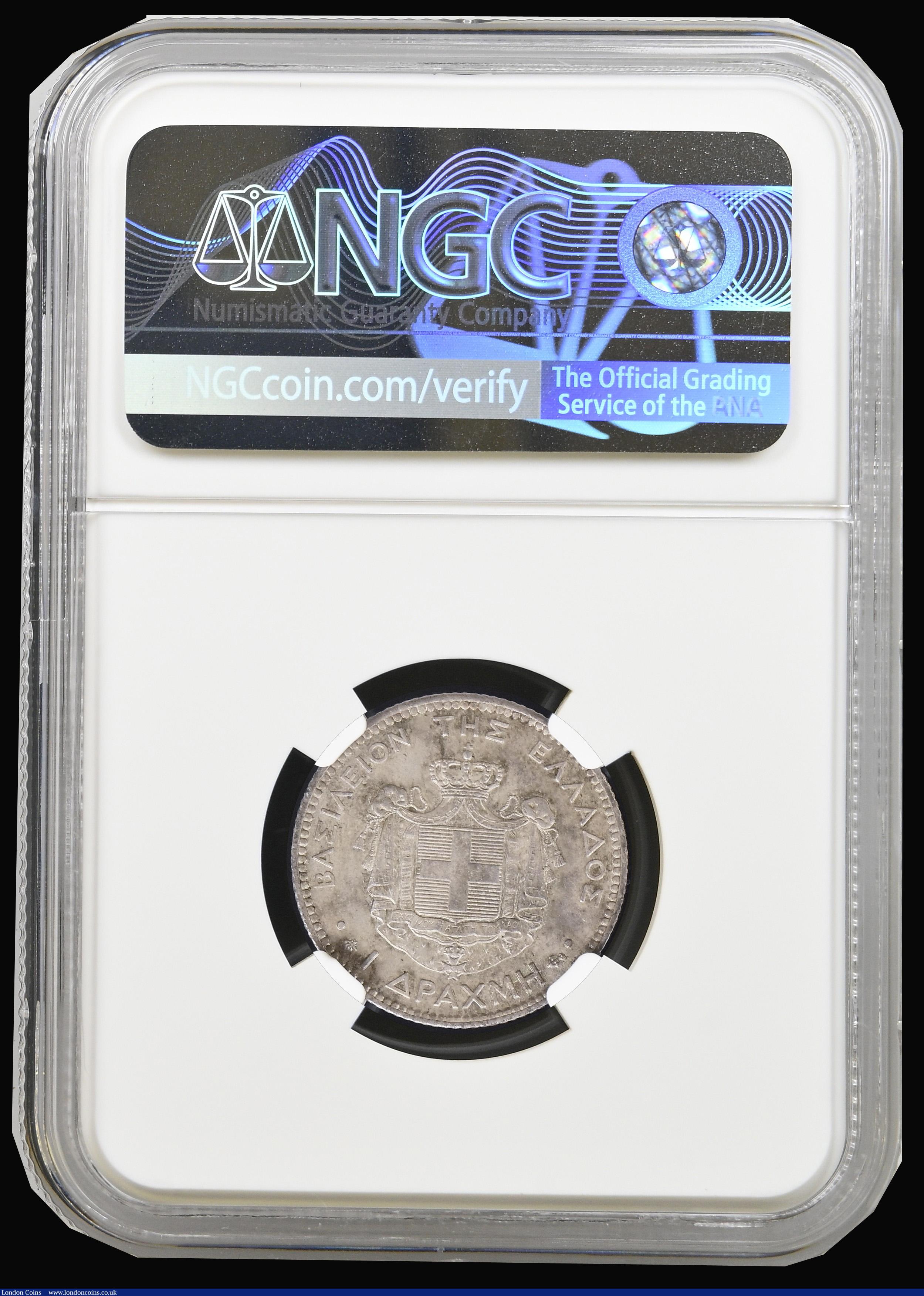 London Coins : A194 : Lot 563 : Greece Drachma 1873 KM#38 sharp UNC with a pleasing tone and graded by NGC at MS63