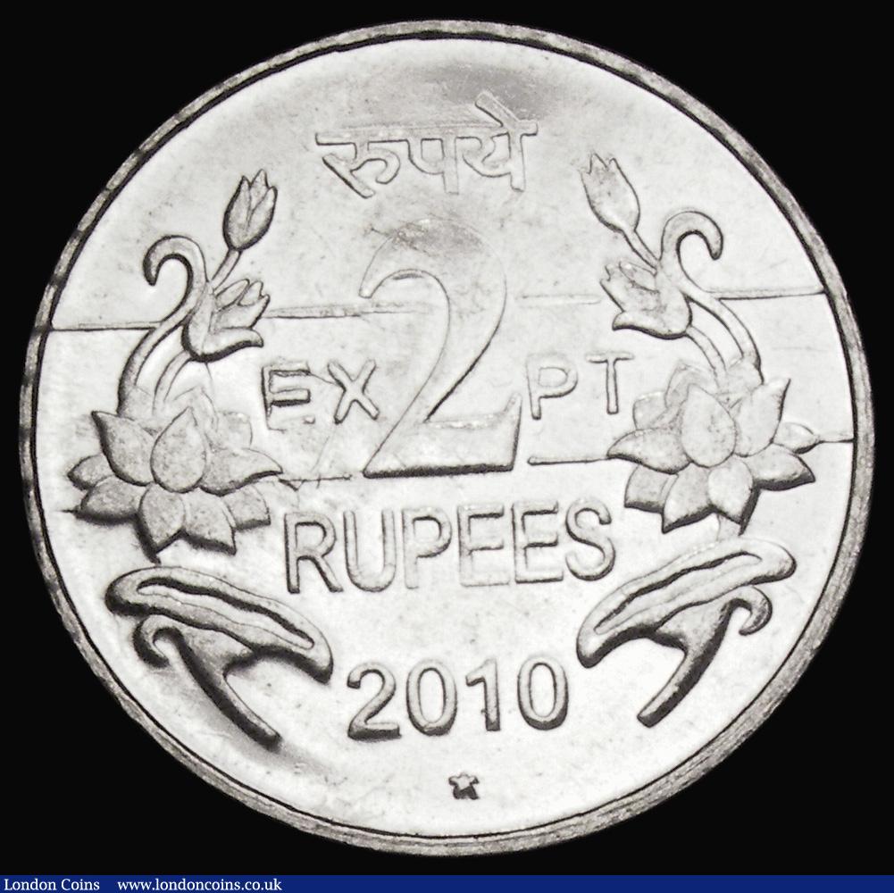 London Coins : A194 : Lot 582 : India 2 Rupee 2010 Experimental or Fantasy strike Hyderabad Mint 25mm cupro-nickel UNC
