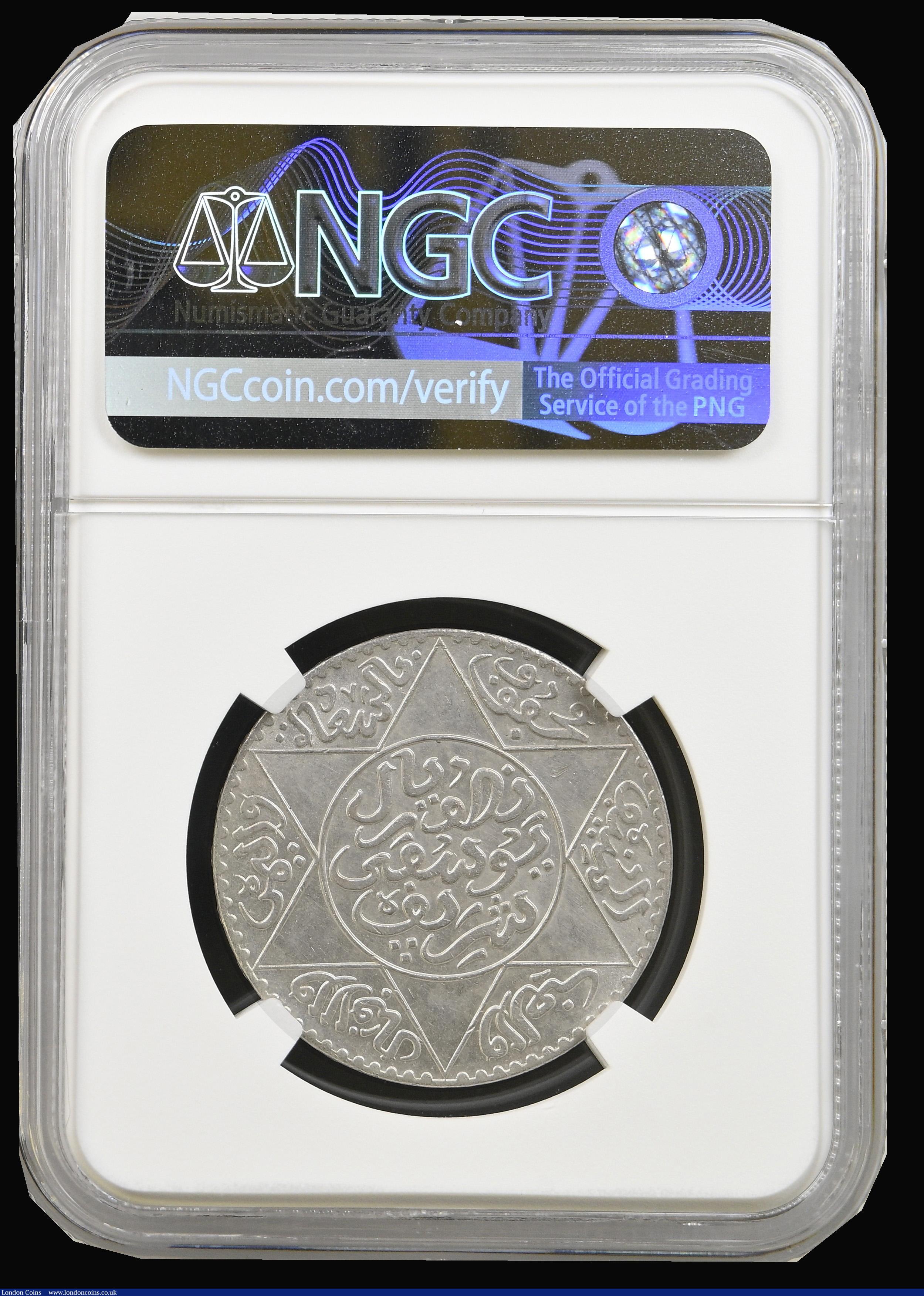 London Coins : A194 : Lot 628 : Morocco 5 Dirhams AH1336 (1918) Y32 Paris Mint NGC MS63