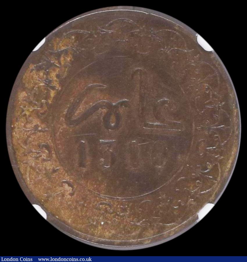 London Coins : A194 : Lot 629 : Morocco Four Falus AH1310 FS Y#3 in an NGC holder and graded XF45 BN