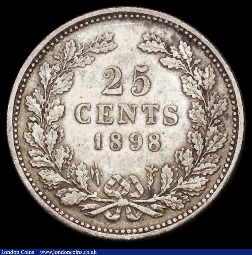 London Coins : A194 : Lot 637 : Netherlands 25 Cents 1898 KM 120.1 VF with an even orange discoloration perhaps once gilded