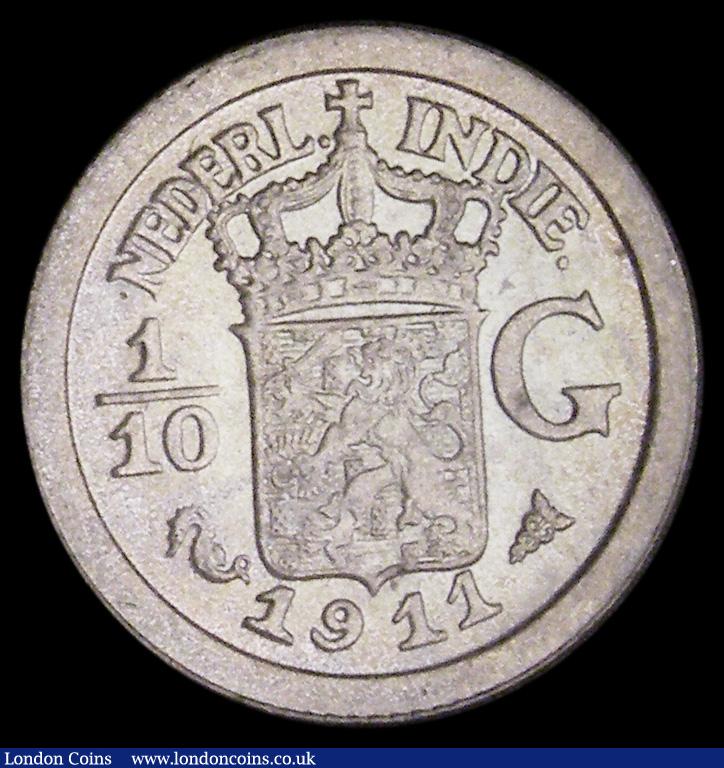 London Coins : A194 : Lot 643 : Netherlands Indies 1/10 Gulden 1911 KM311 Unc