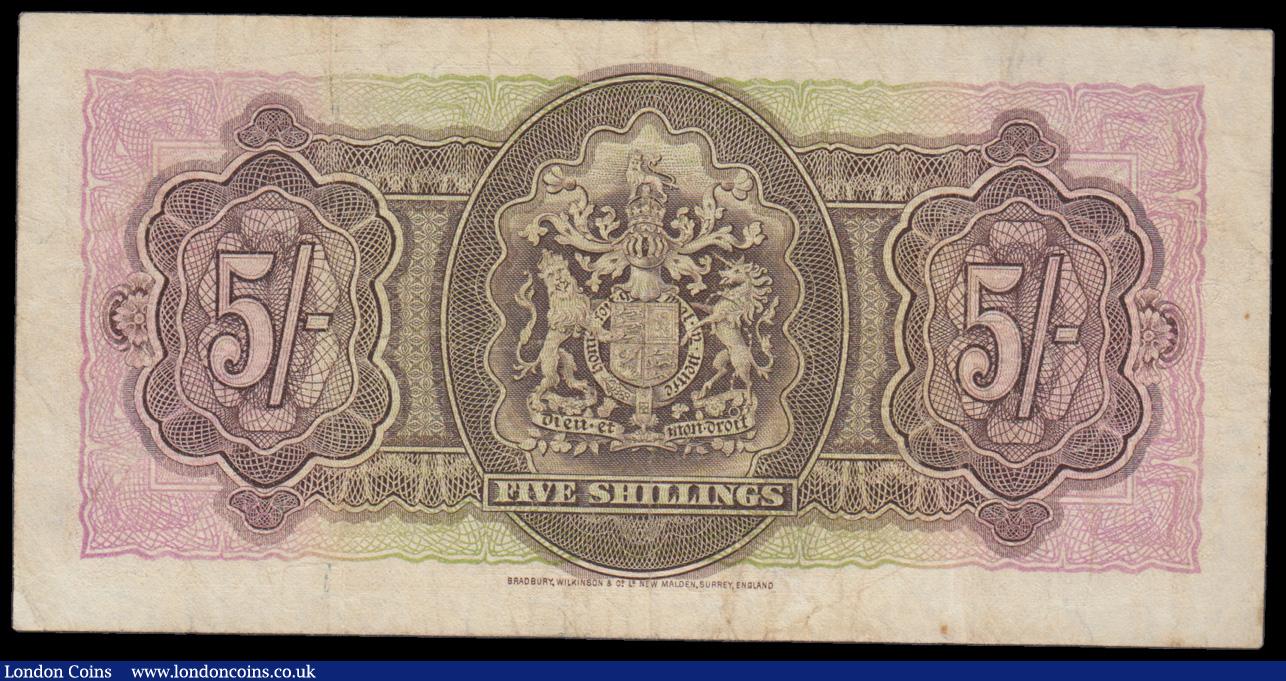 London Coins : A194 : Lot 65 : Bermuda 5 Shillings 12-5-1937, KGVI portrait at centre, S/N J 085604, Pick8a nearer VF than Fine wit...