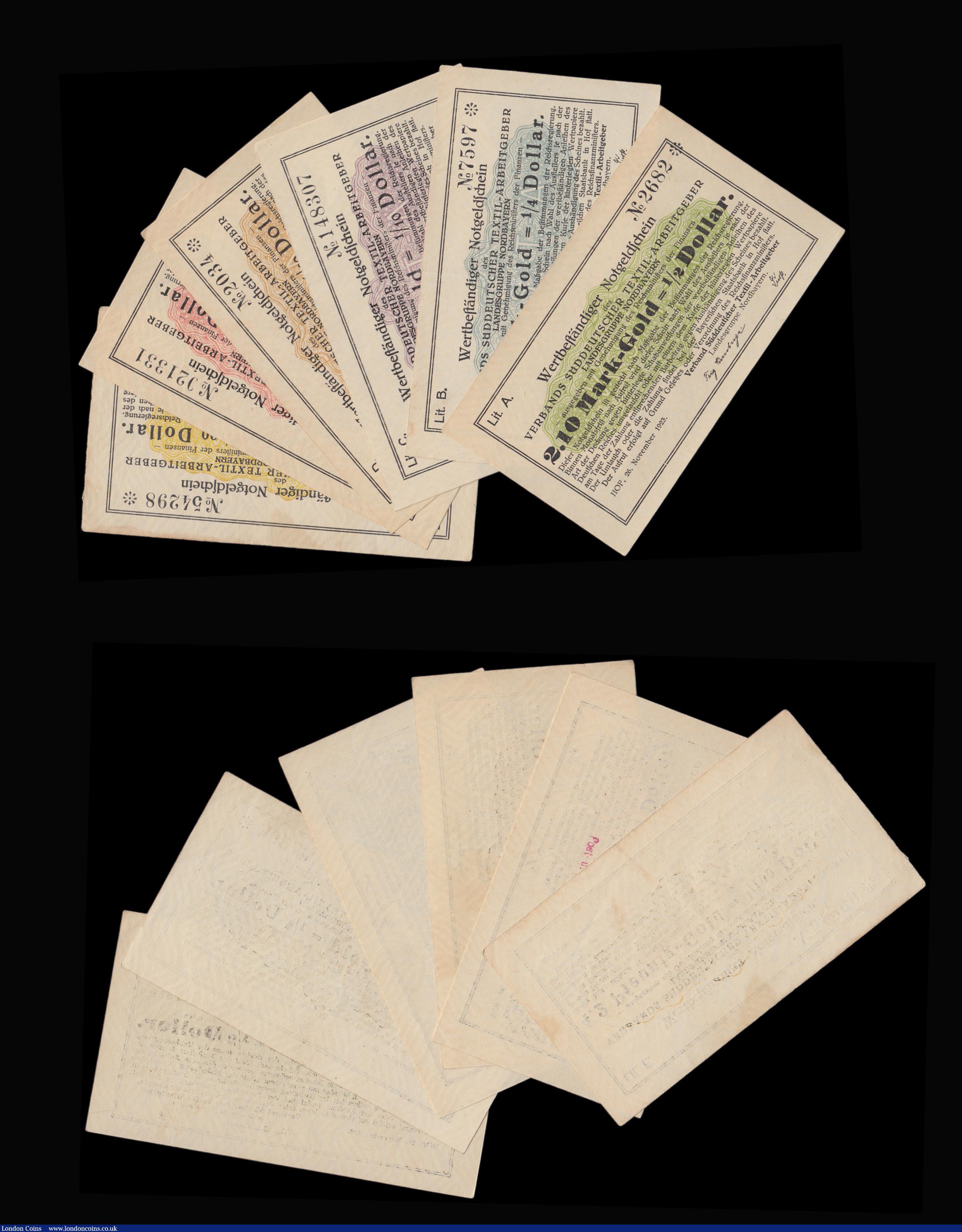 London Coins : A194 : Lot 71 : China,. Japanese Military 5 Yen with the two flying birds obverse Unc, Germany Notgeld Verbands Sudd...