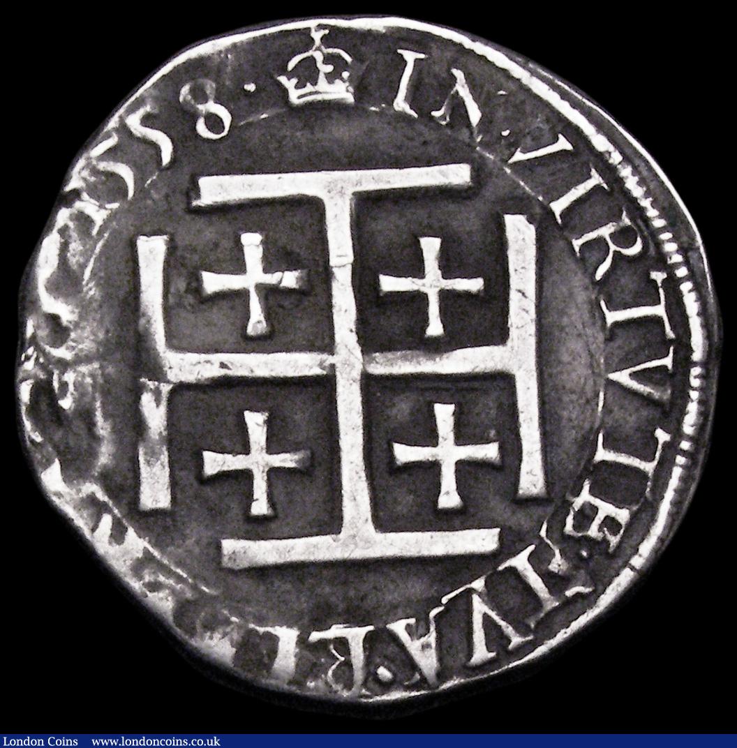 London Coins : A194 : Lot 718 : Scotland Testoon 1558 Mary MARIA DEI G SCOTOR REGINA 1558 surrounds small high arched crown over shi...